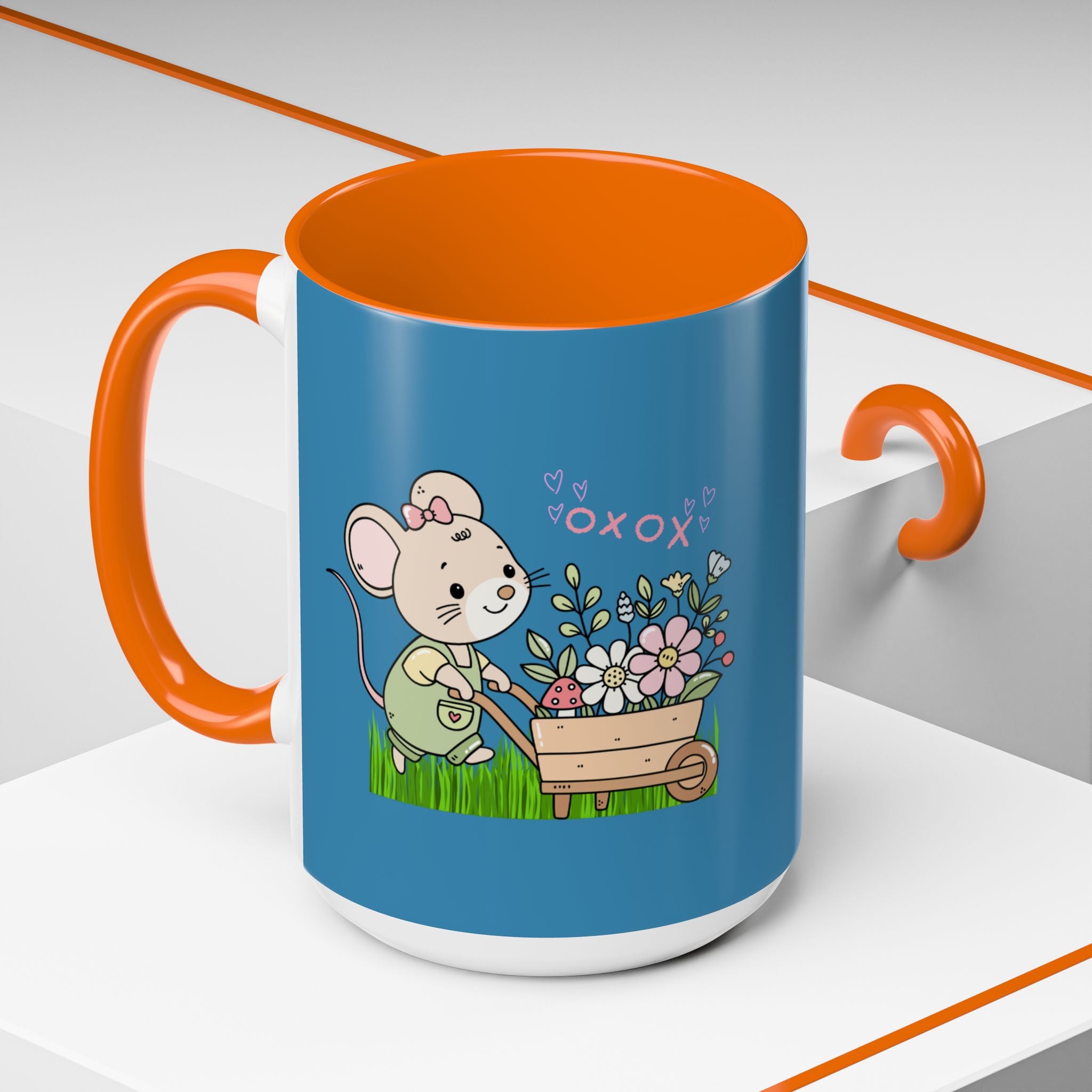 Cute Mouse Floral Coffee Mug — 'XOXO' Accent 11/15oz