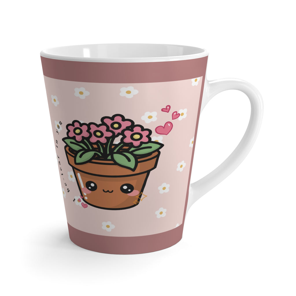 Pink Daisy Latte Mug — Cute Potted Plant Floral Coffee Cup ("Plant Mom")