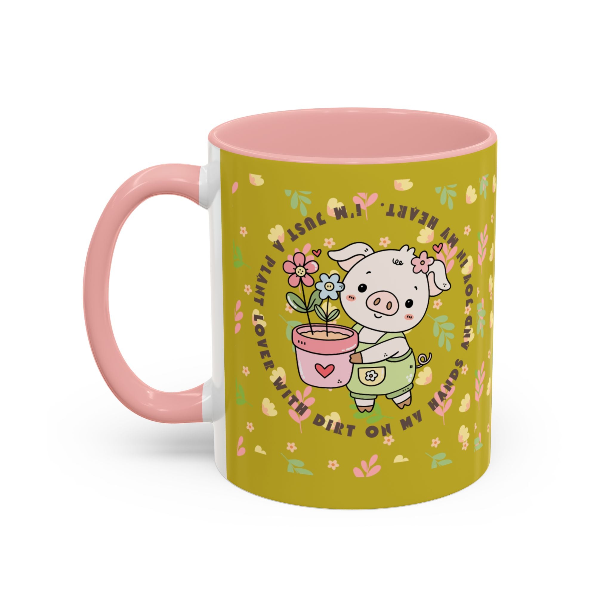 Cute Piglet Gardening Coffee Mug — "My Heart Is In The Dirt" Accent Mug