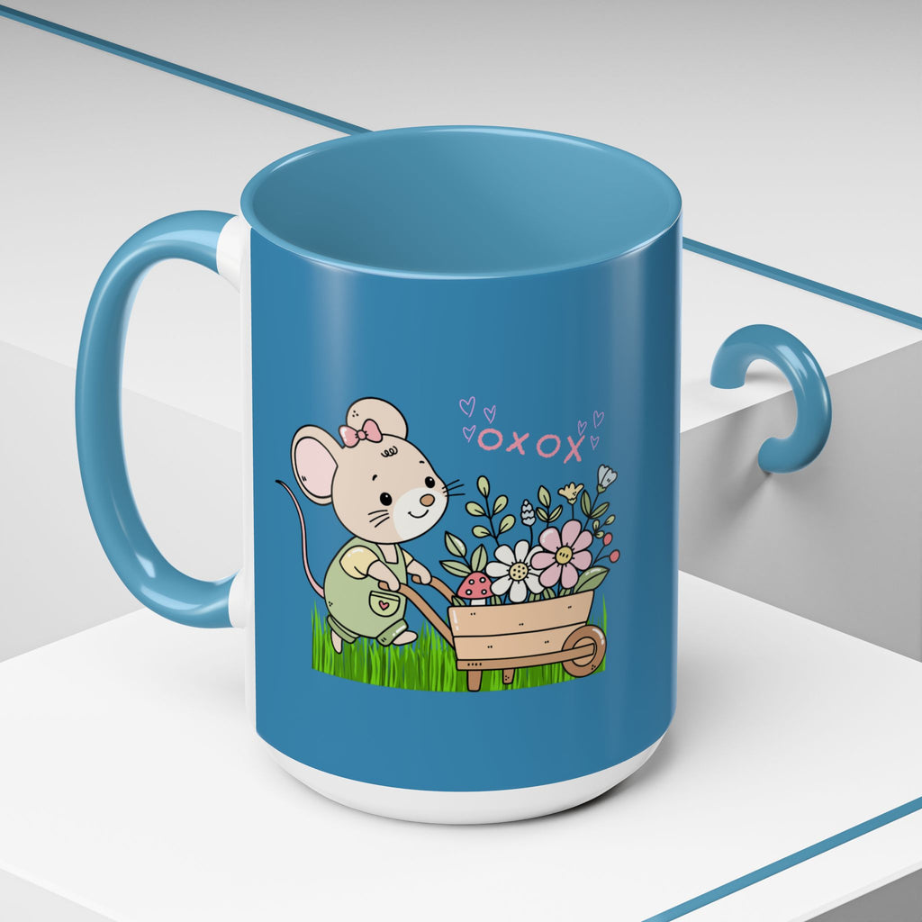 Cute Mouse Floral Coffee Mug — 'XOXO' Accent 11/15oz