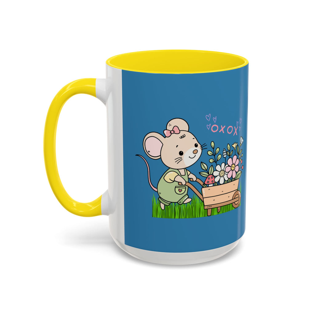 Cute Mouse Floral Coffee Mug — 'XOXO' Accent 11/15oz