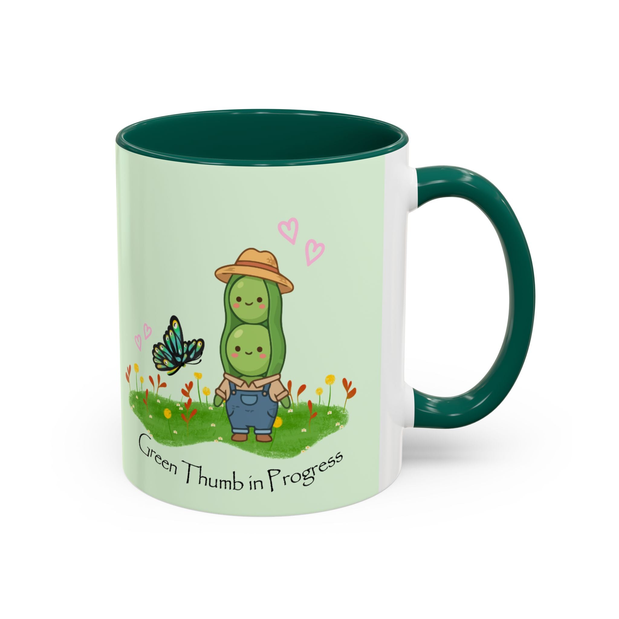 Garden Pea Mug — "Green Thumb in Progress" Cute Plant Lover Coffee Cup