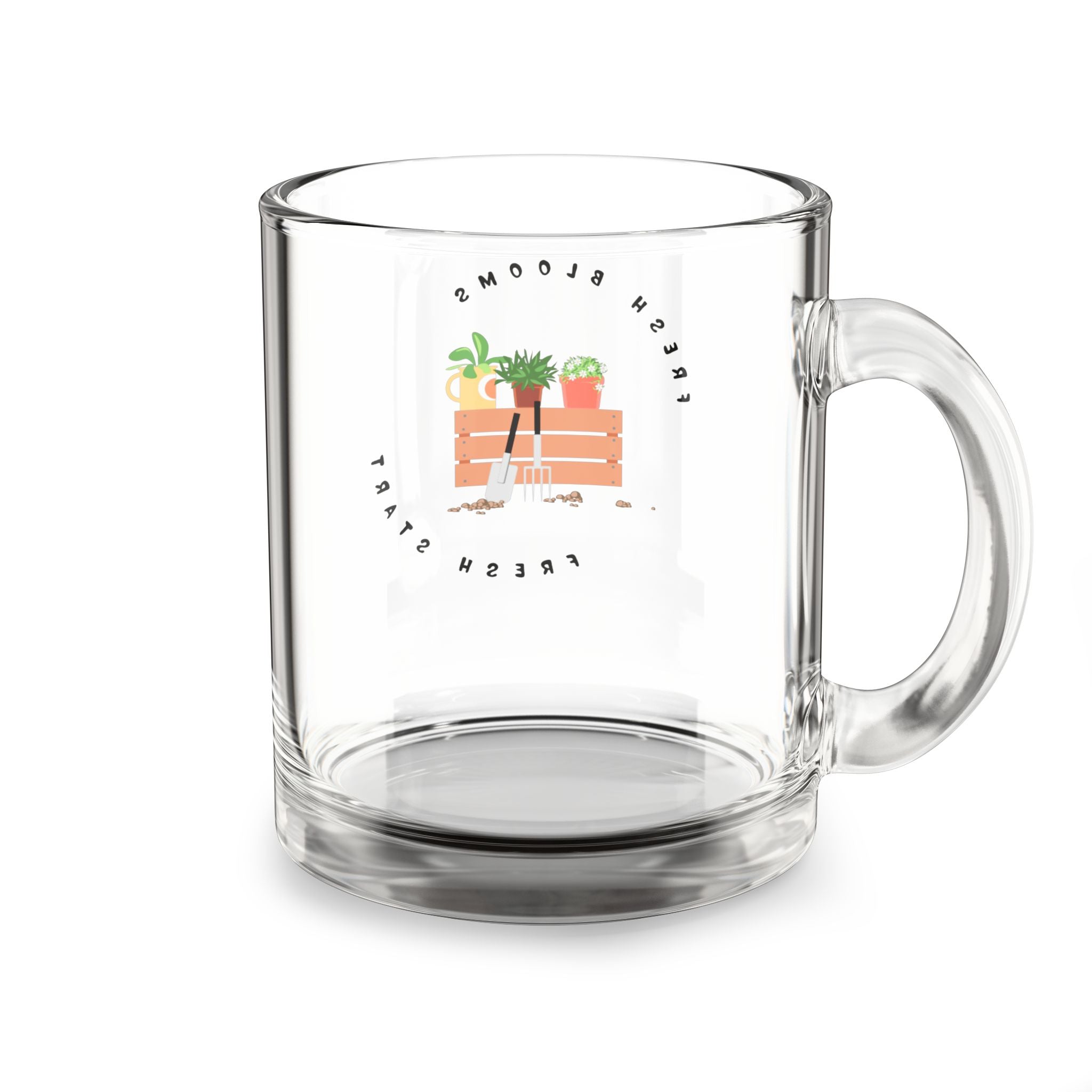 Glass Mug - Fresh Blooms Plant Lover 10oz Clear Coffee Tea Cup