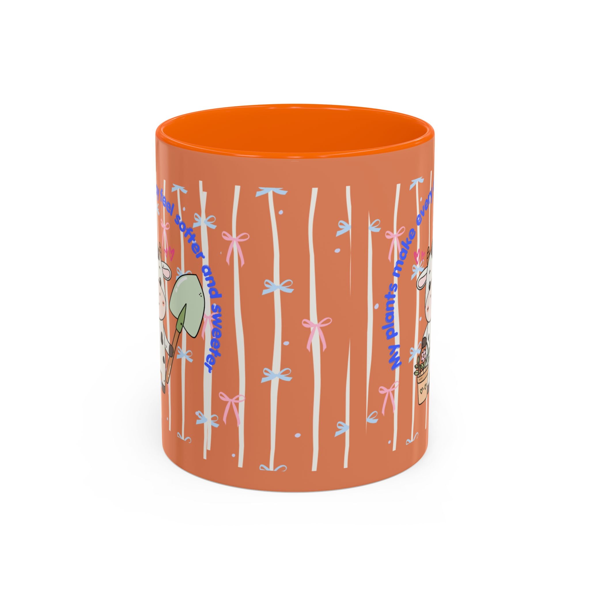 Cow Gardener Coffee Mug — Cute Cow with Shovel & Plant Pot Accent Mug (11/15oz)