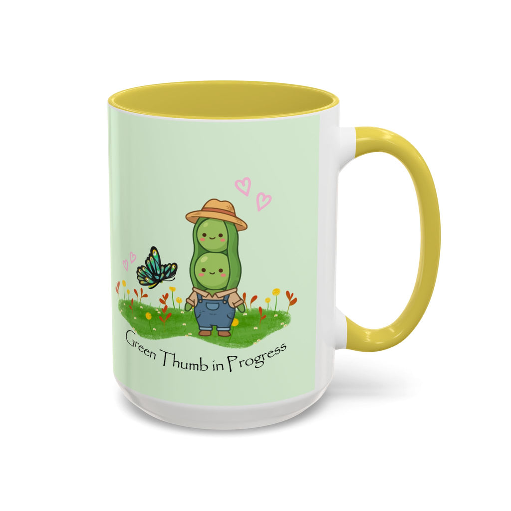 Garden Pea Mug — "Green Thumb in Progress" Cute Plant Lover Coffee Cup