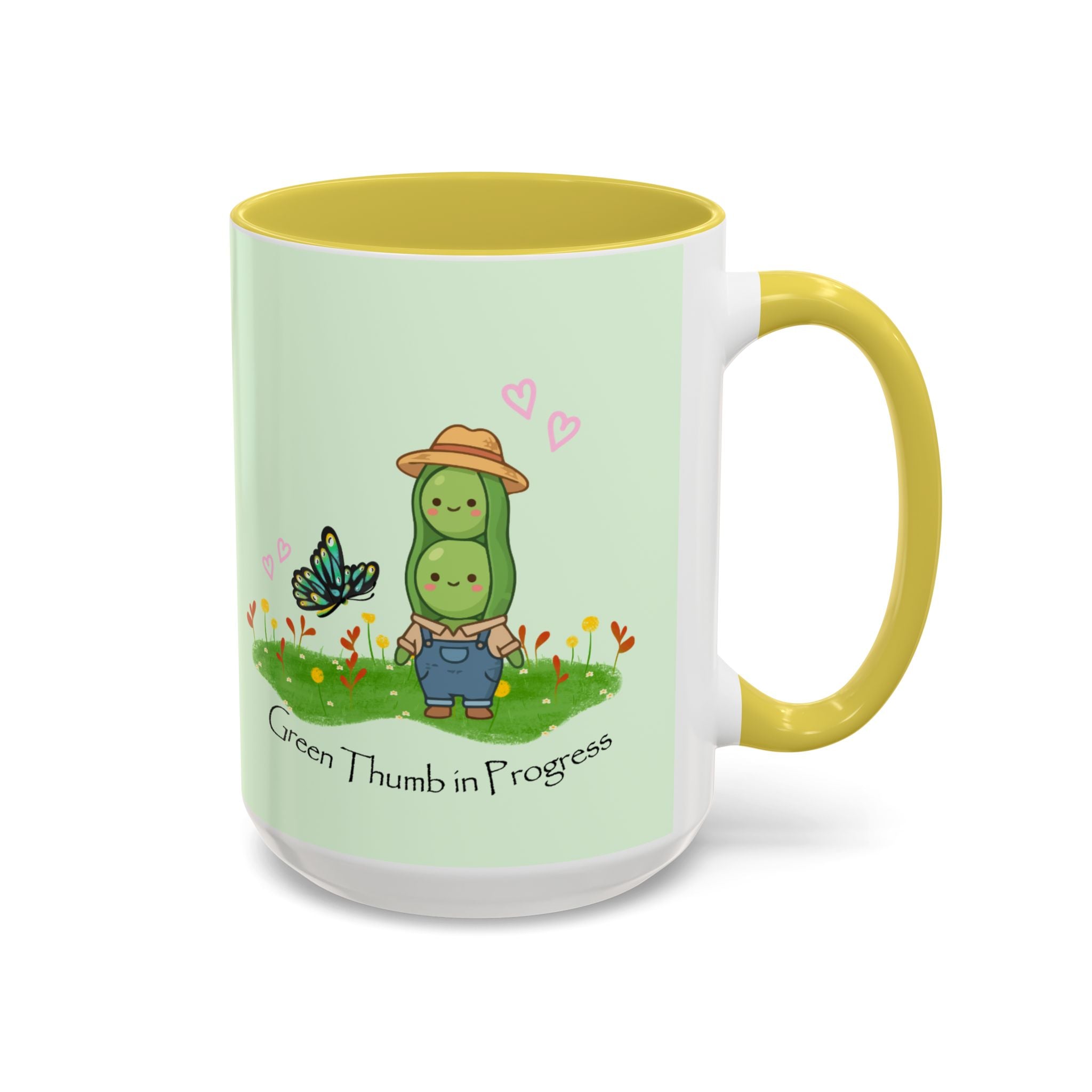 Garden Pea Mug — "Green Thumb in Progress" Cute Plant Lover Coffee Cup