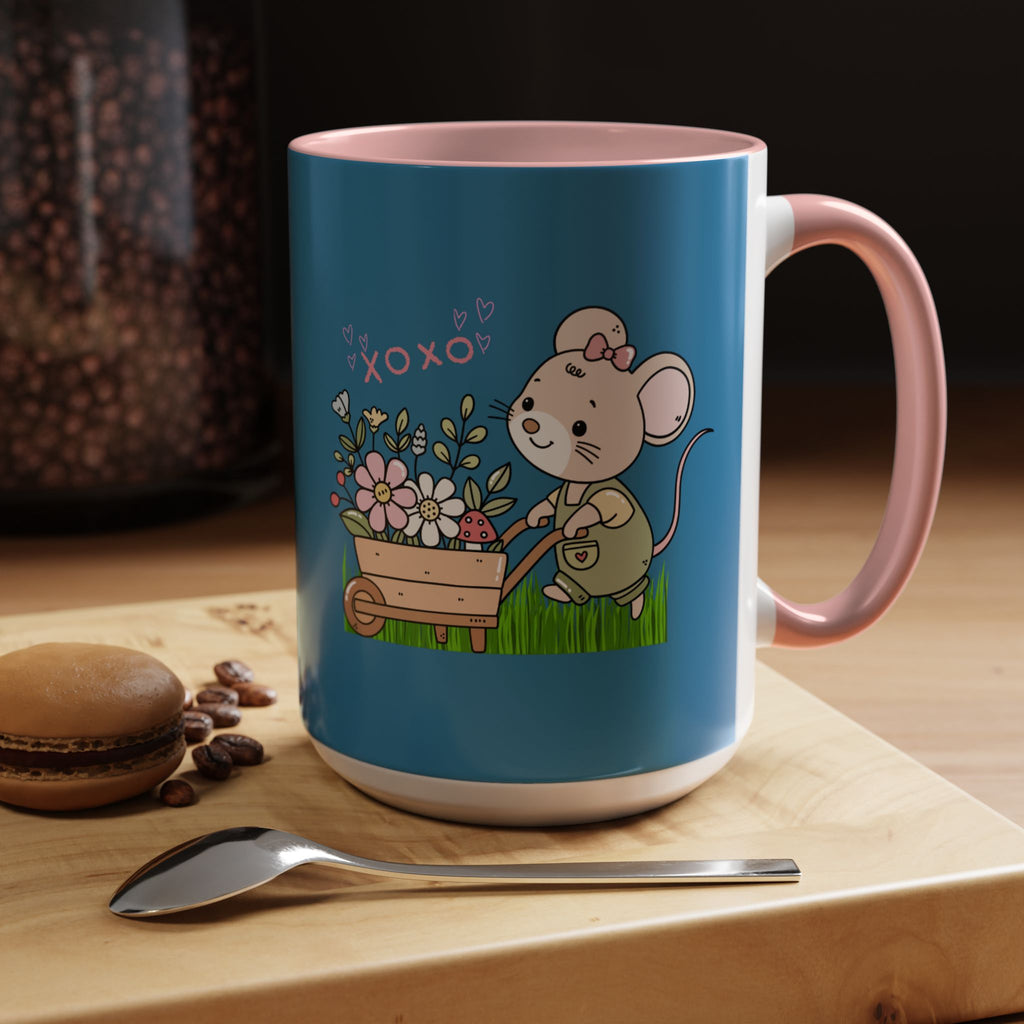 Cute Mouse Floral Coffee Mug — 'XOXO' Accent 11/15oz