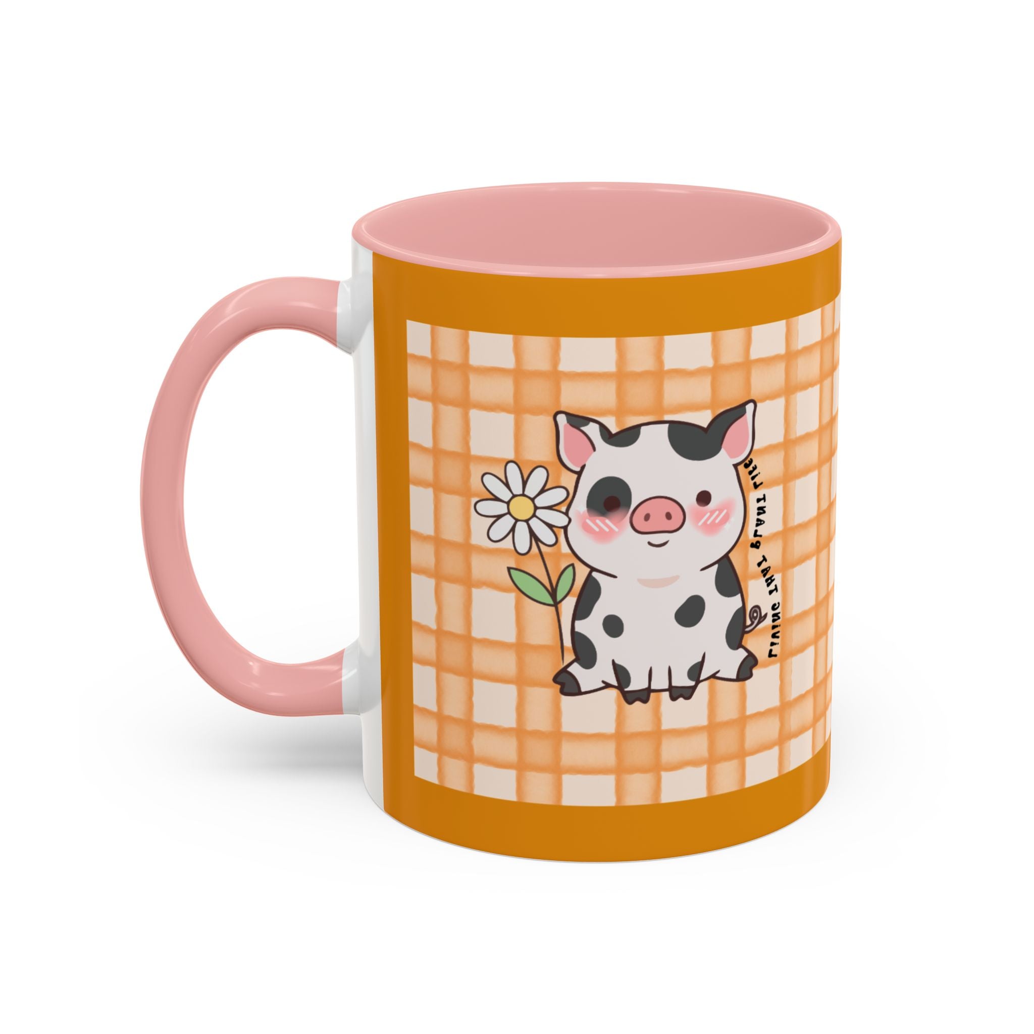 Cute Cow Plaid Accent Coffee Mug — Farmhouse Daisy Cow Design (11/15oz)
