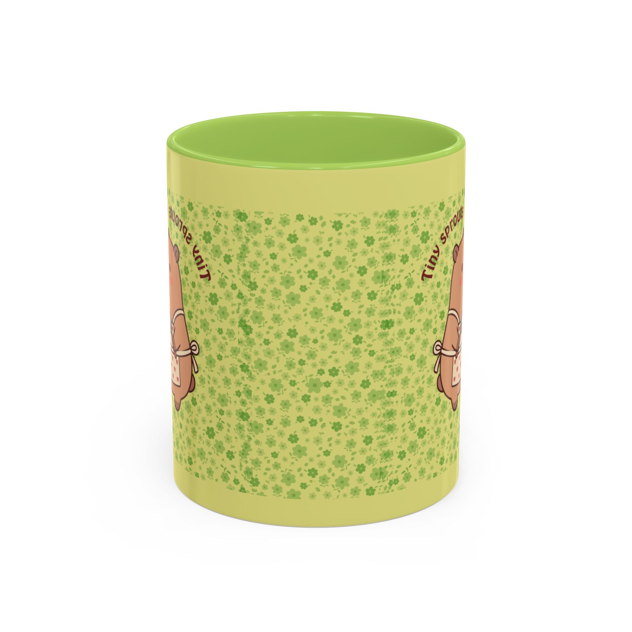 Cute ‘Tiny Sprouts’ Accent Coffee Mug – Kawaii Garden Capybara Design (11/15 oz)