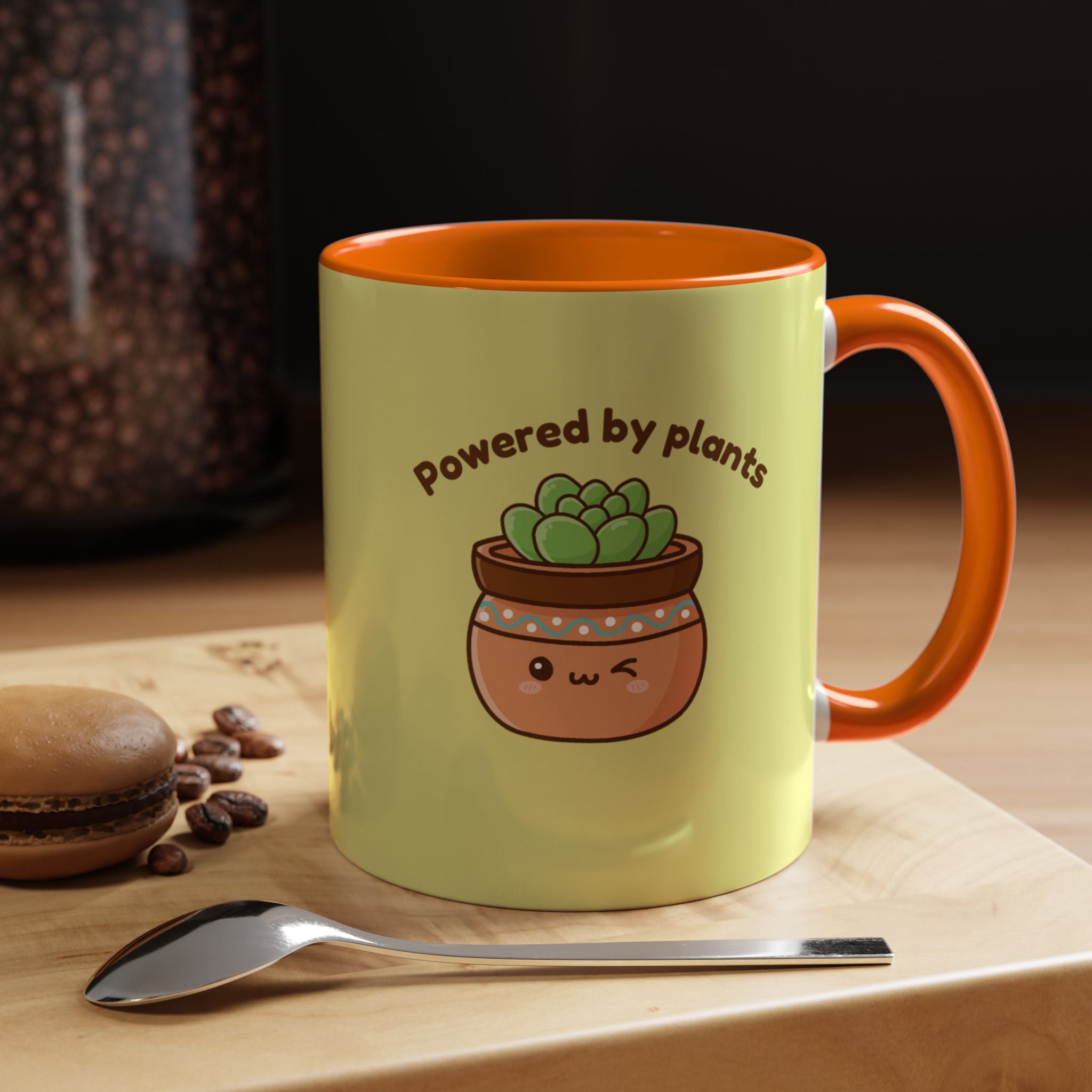 Powered by Plants Succulent Coffee Mug – Cute Kawaii Plant Lover Gift (11/15oz)