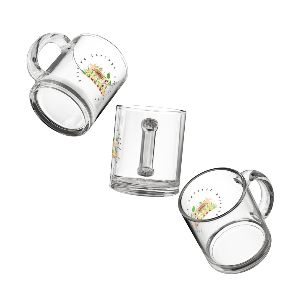 10oz Glass Mug — Sunny Garden Illustration "Growing Through Sunny Days"