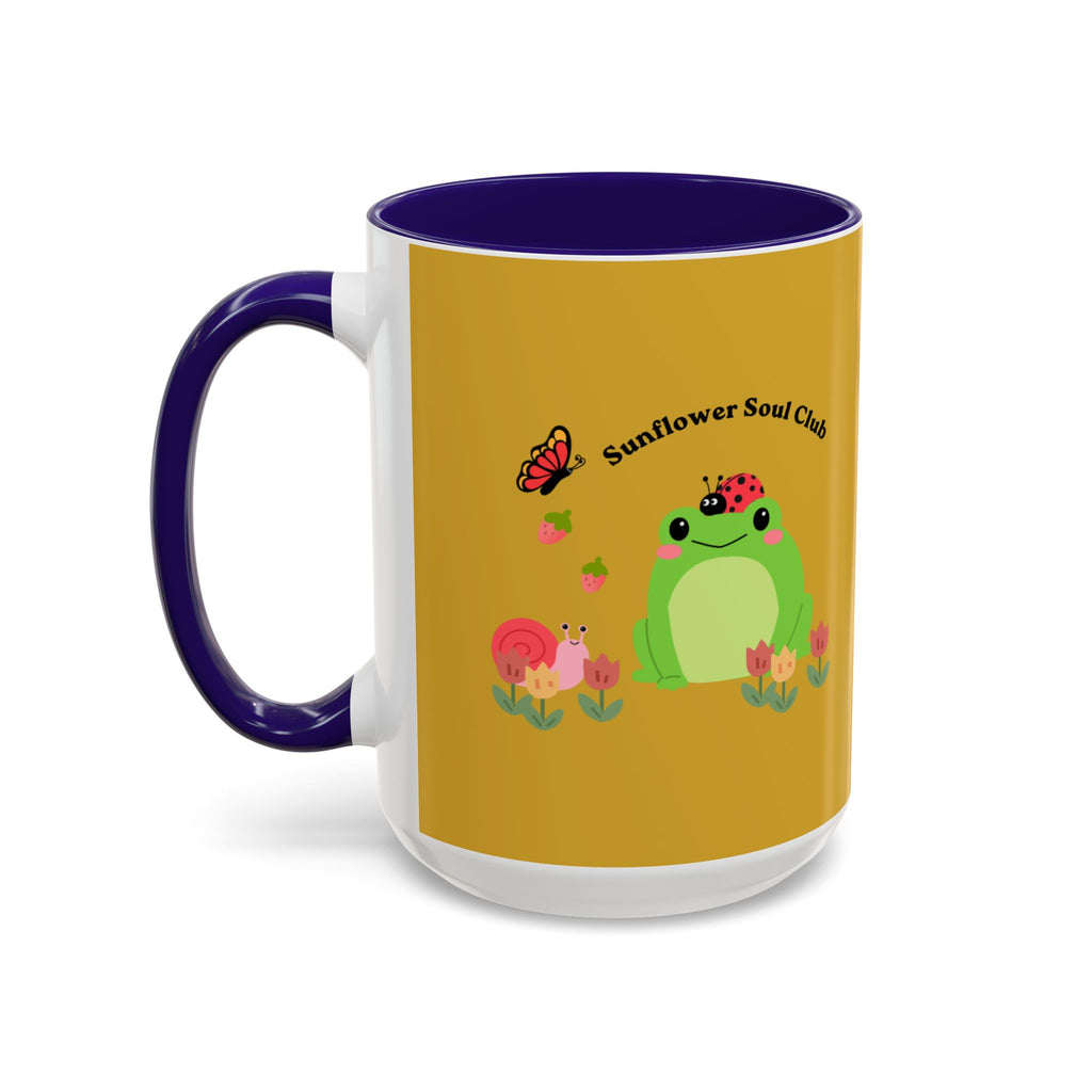 Sunflower Soul Club Frog Mug — Cute Floral Coffee Cup (11oz, 15oz)