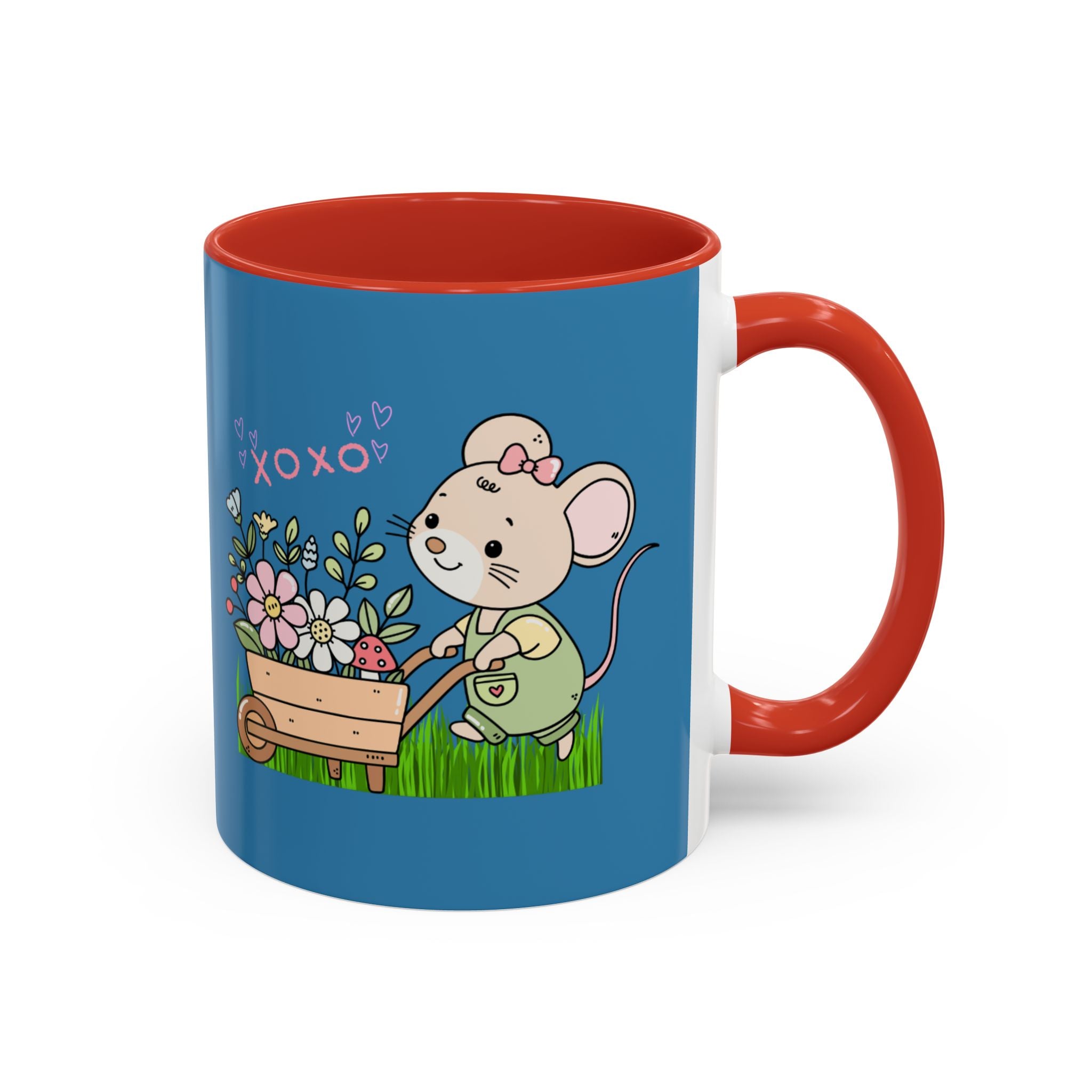 Cute Mouse Floral Coffee Mug — 'XOXO' Accent 11/15oz