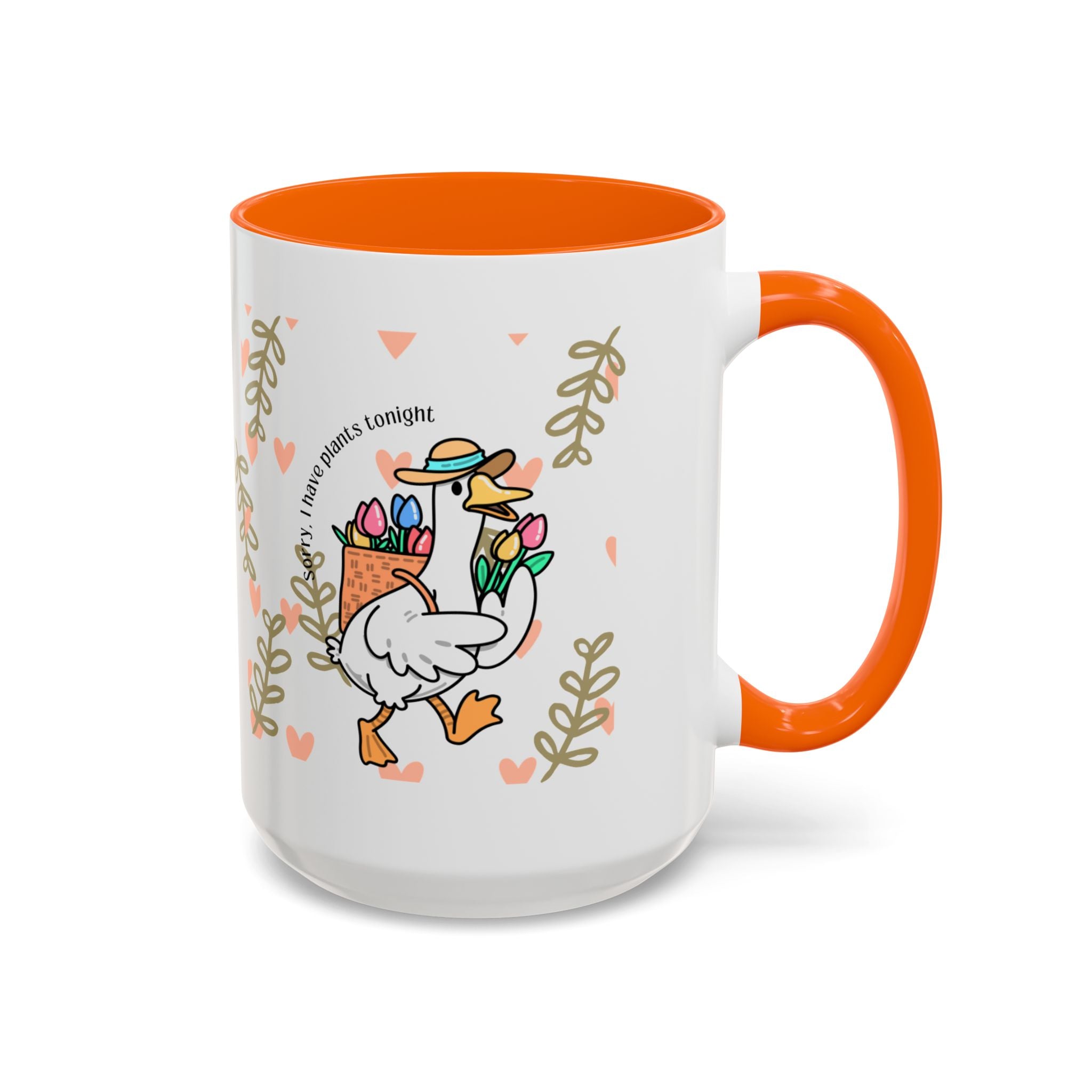 Coffee Mug — Cute Duck Carrying Plants “I Have Plants Tonight” Accent Mug