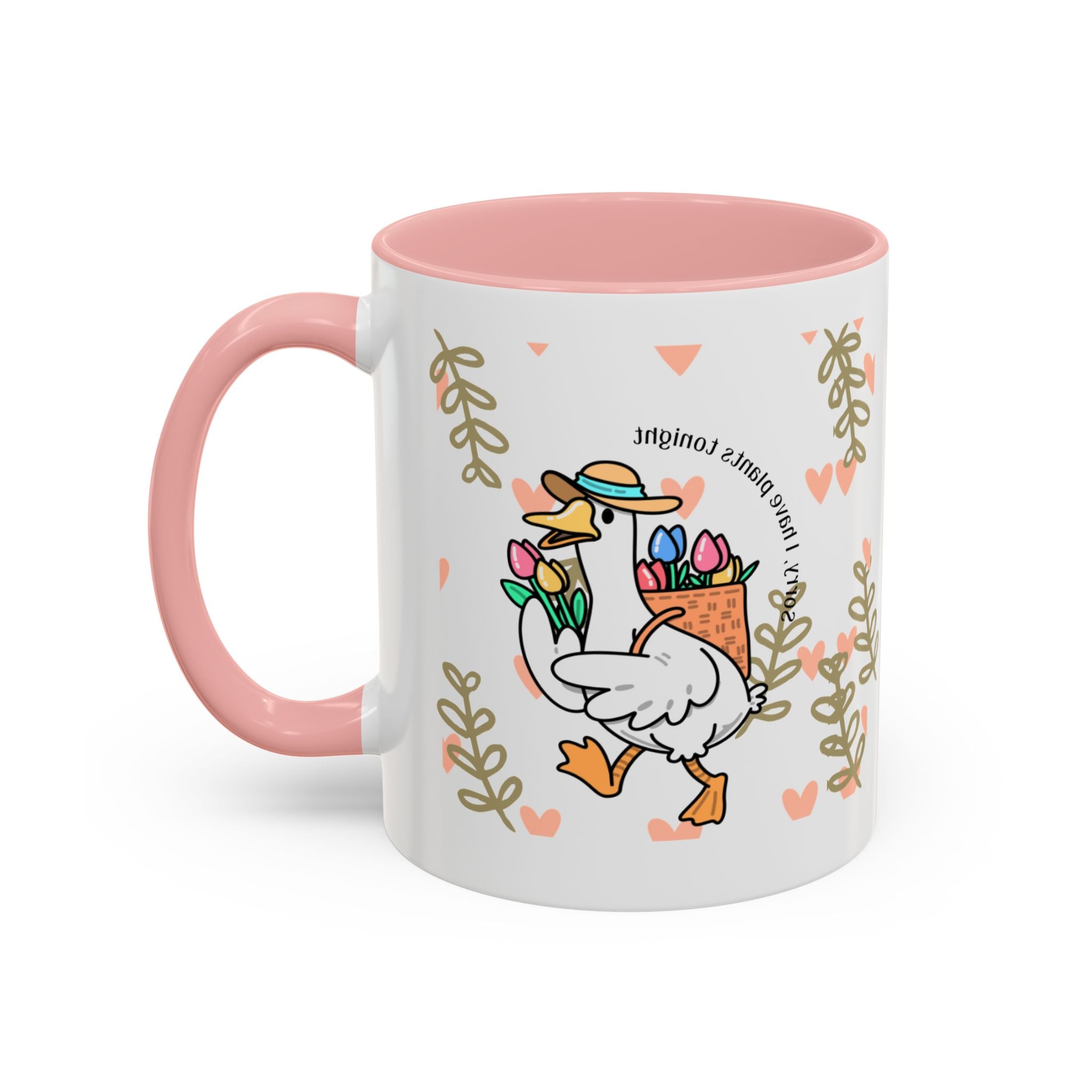 Coffee Mug — Cute Duck Carrying Plants “I Have Plants Tonight” Accent Mug