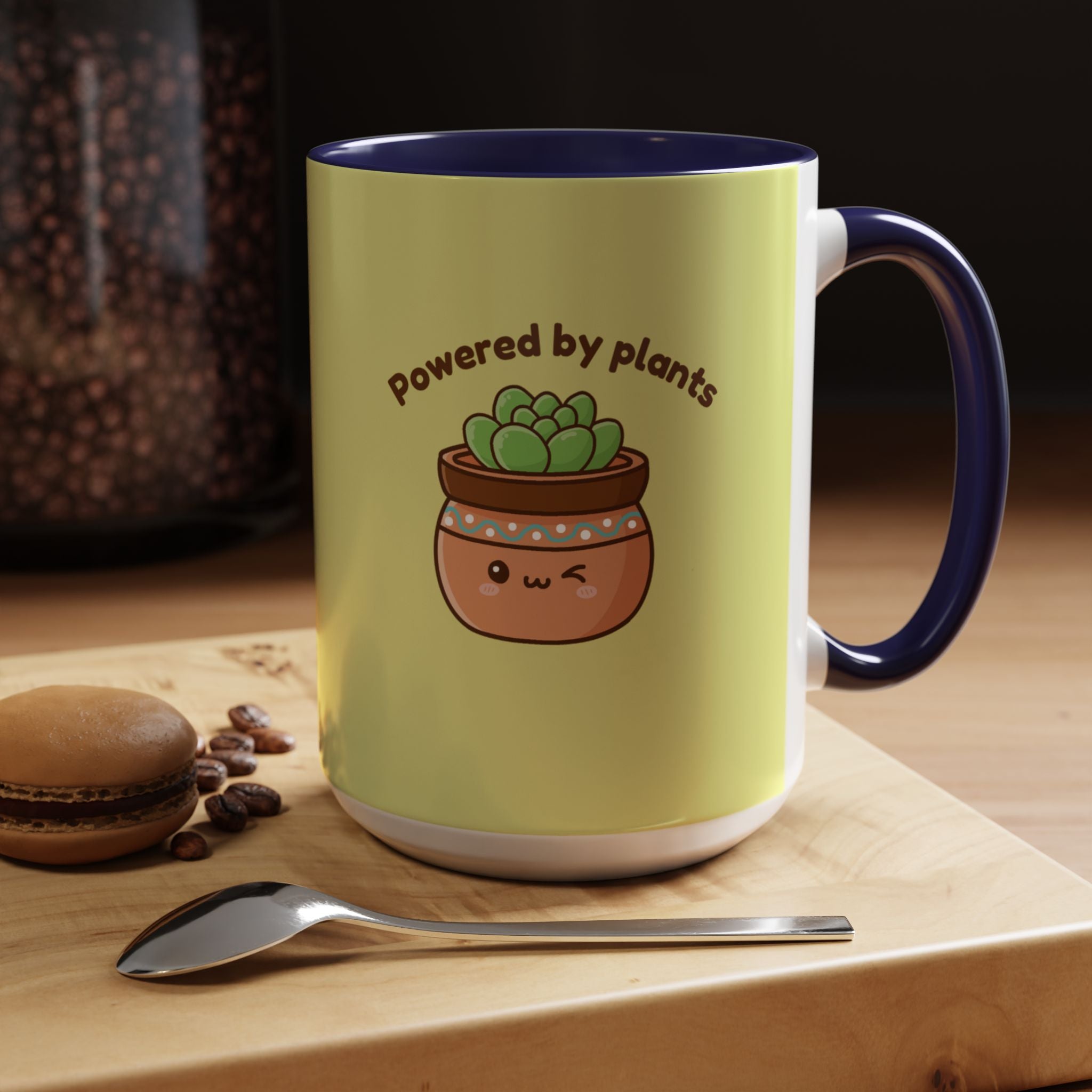 Powered by Plants Succulent Coffee Mug – Cute Kawaii Plant Lover Gift (11/15oz)