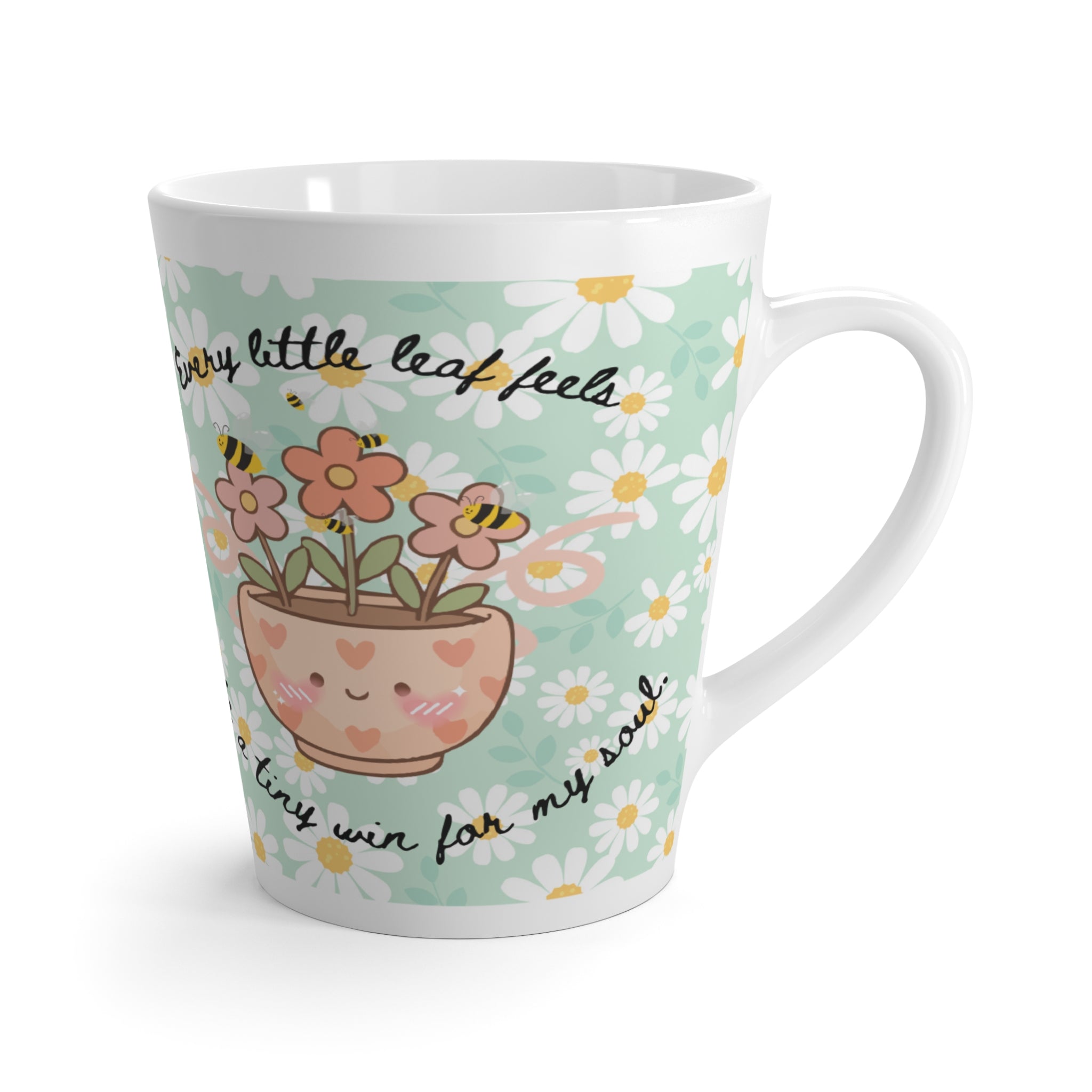 Daisy Latte Mug — "Every little thing will be alright" Floral Ceramic Cup