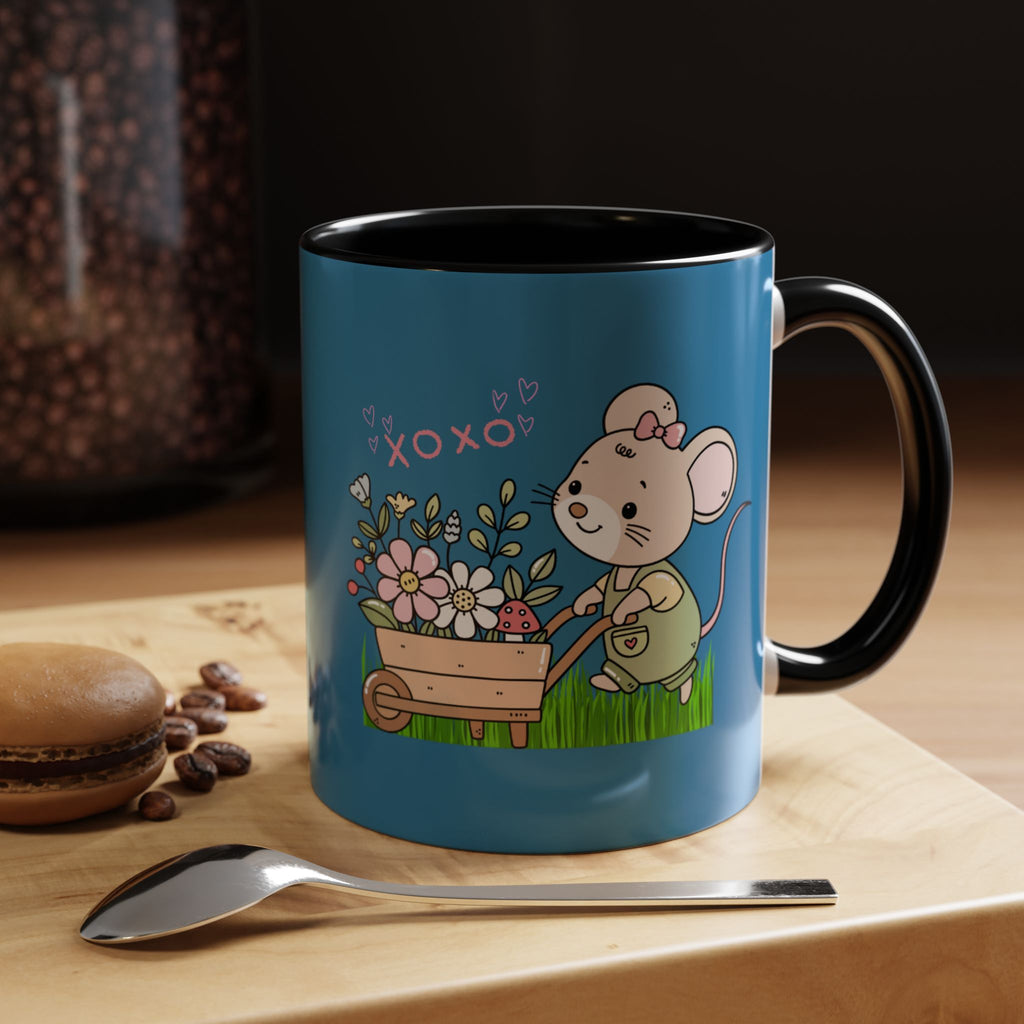 Cute Mouse Floral Coffee Mug — 'XOXO' Accent 11/15oz