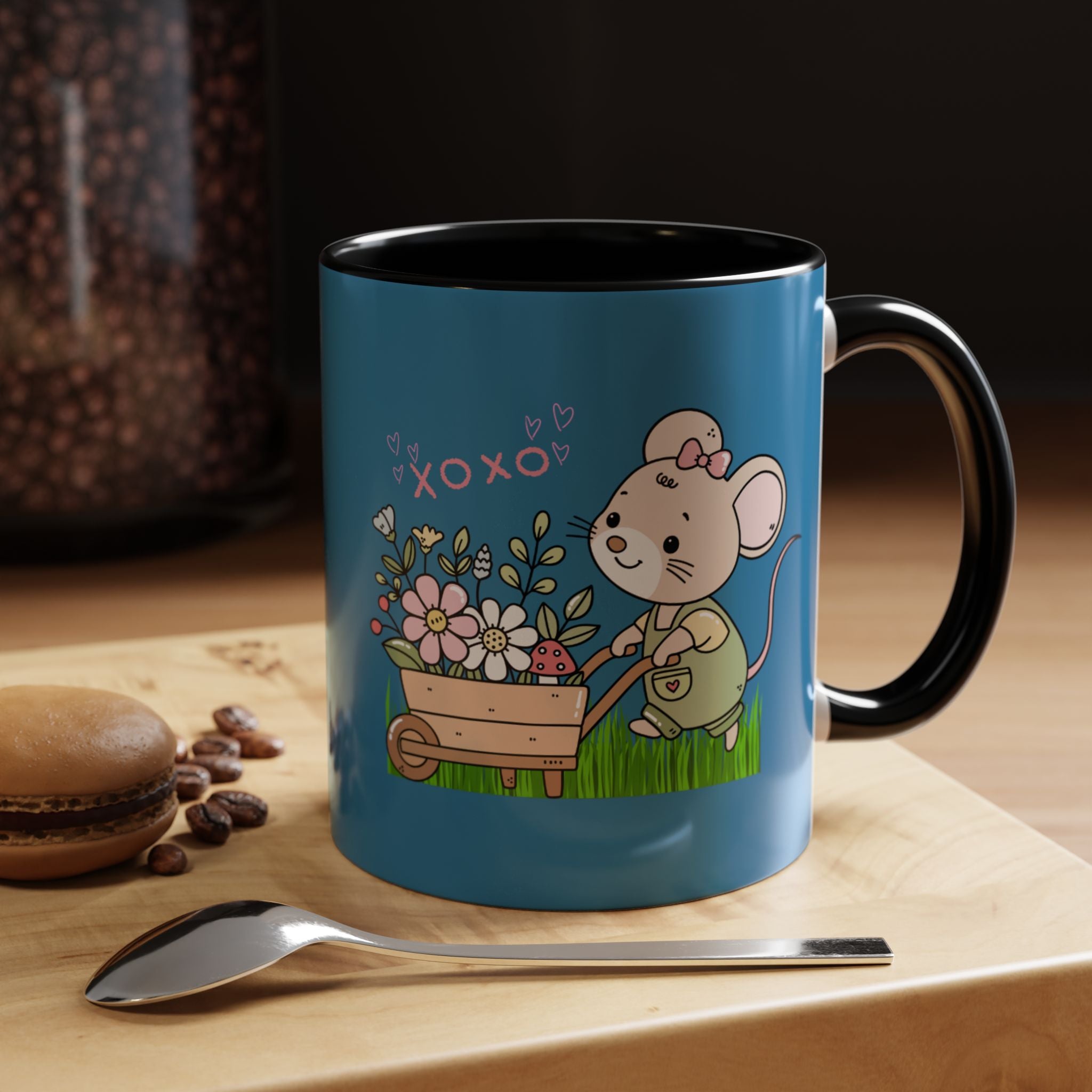 Cute Mouse Floral Coffee Mug — 'XOXO' Accent 11/15oz