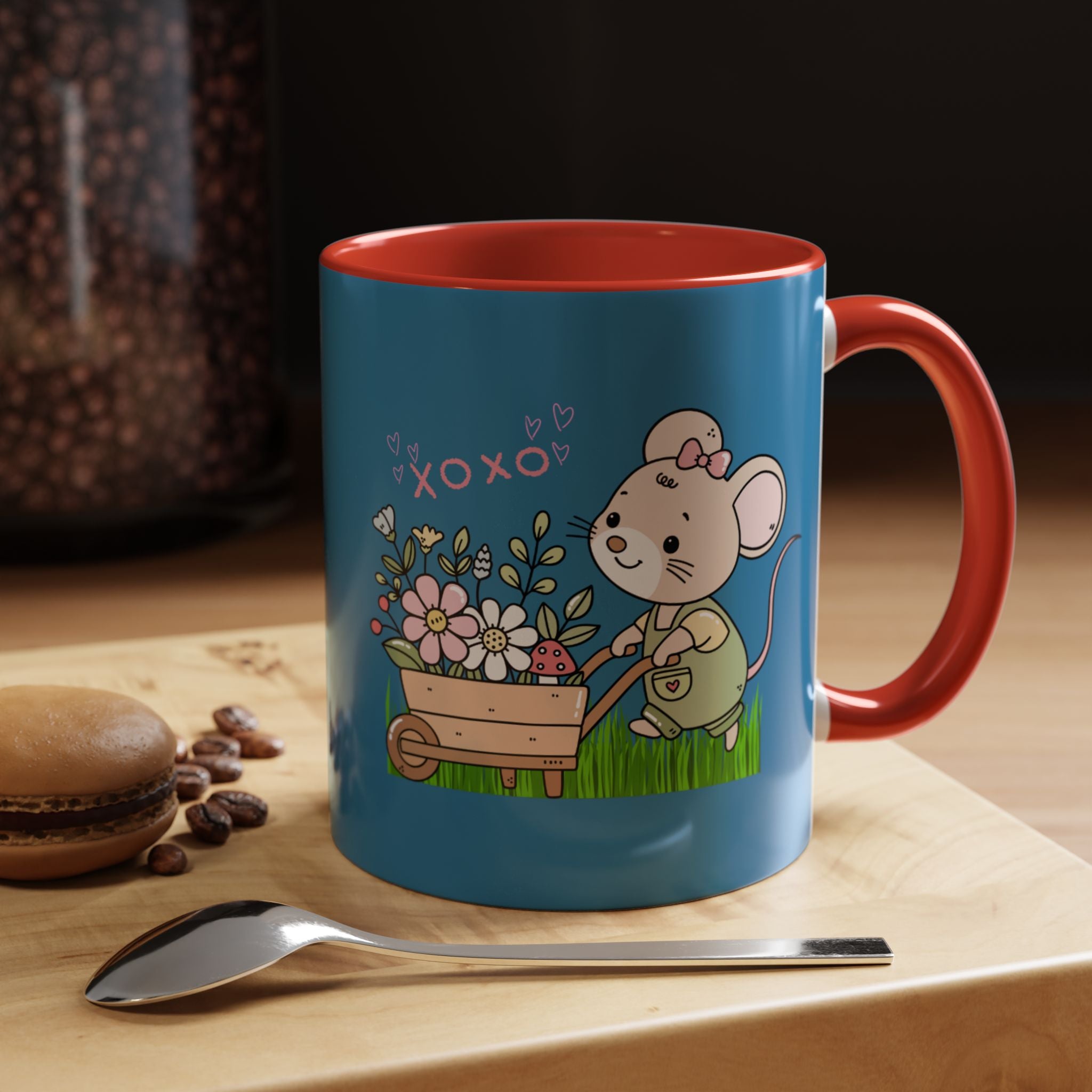 Cute Mouse Floral Coffee Mug — 'XOXO' Accent 11/15oz