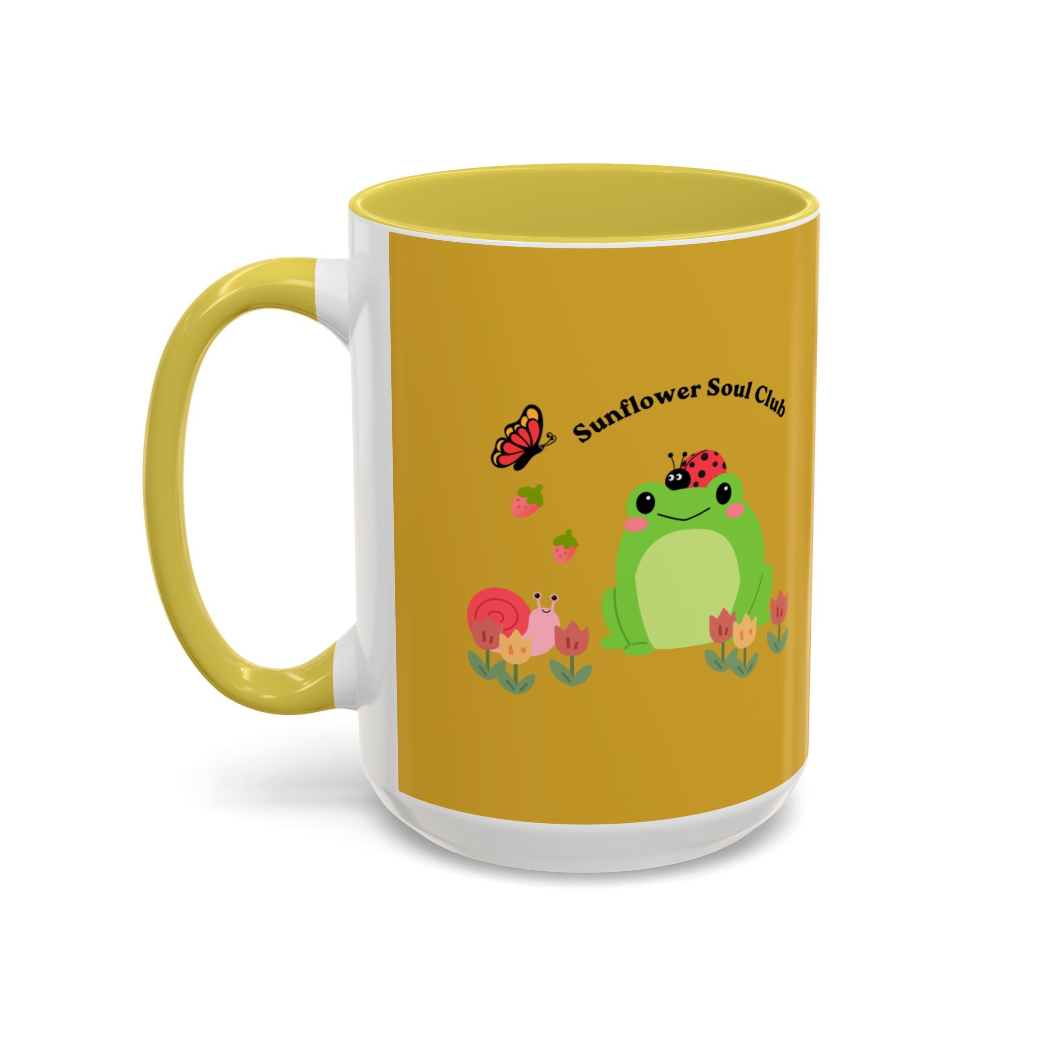 Sunflower Soul Club Frog Mug — Cute Floral Coffee Cup (11oz, 15oz)