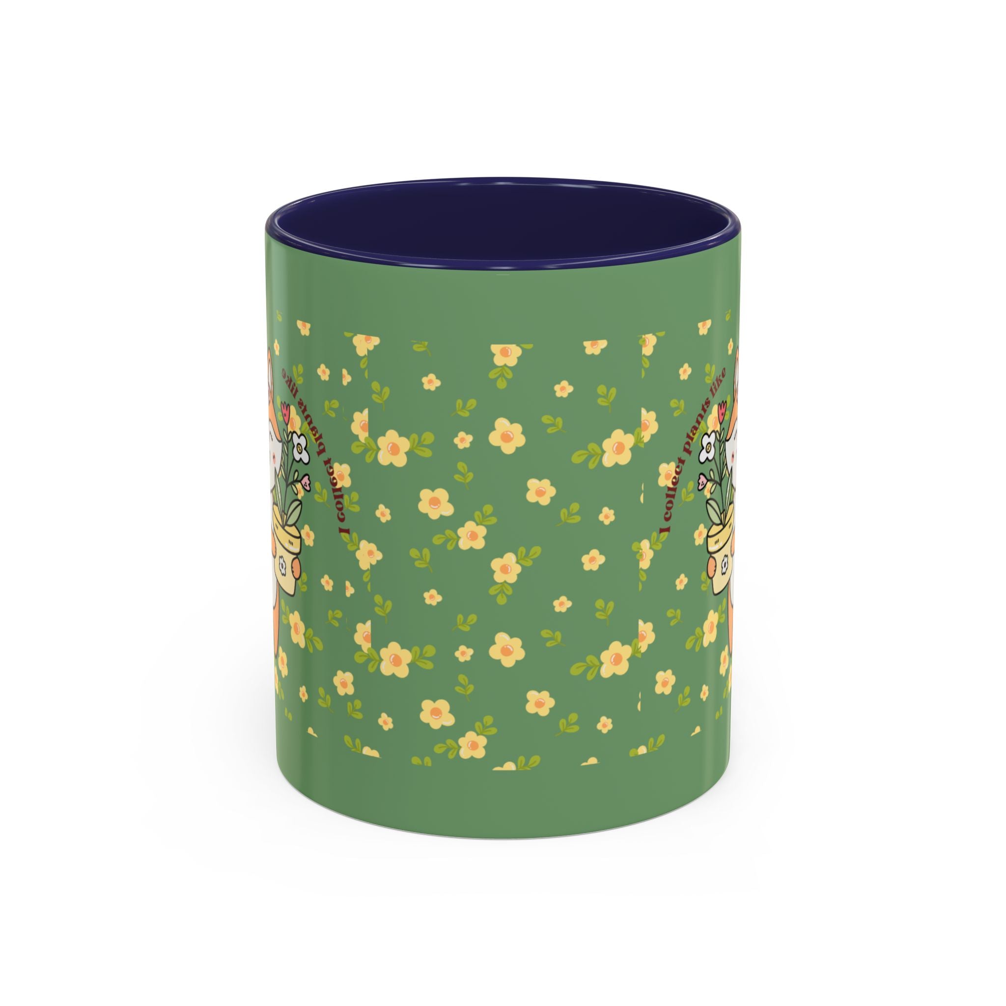 Cute Fox Floral Coffee Mug – Cute Fox Holding Potted Plant Accent Mug