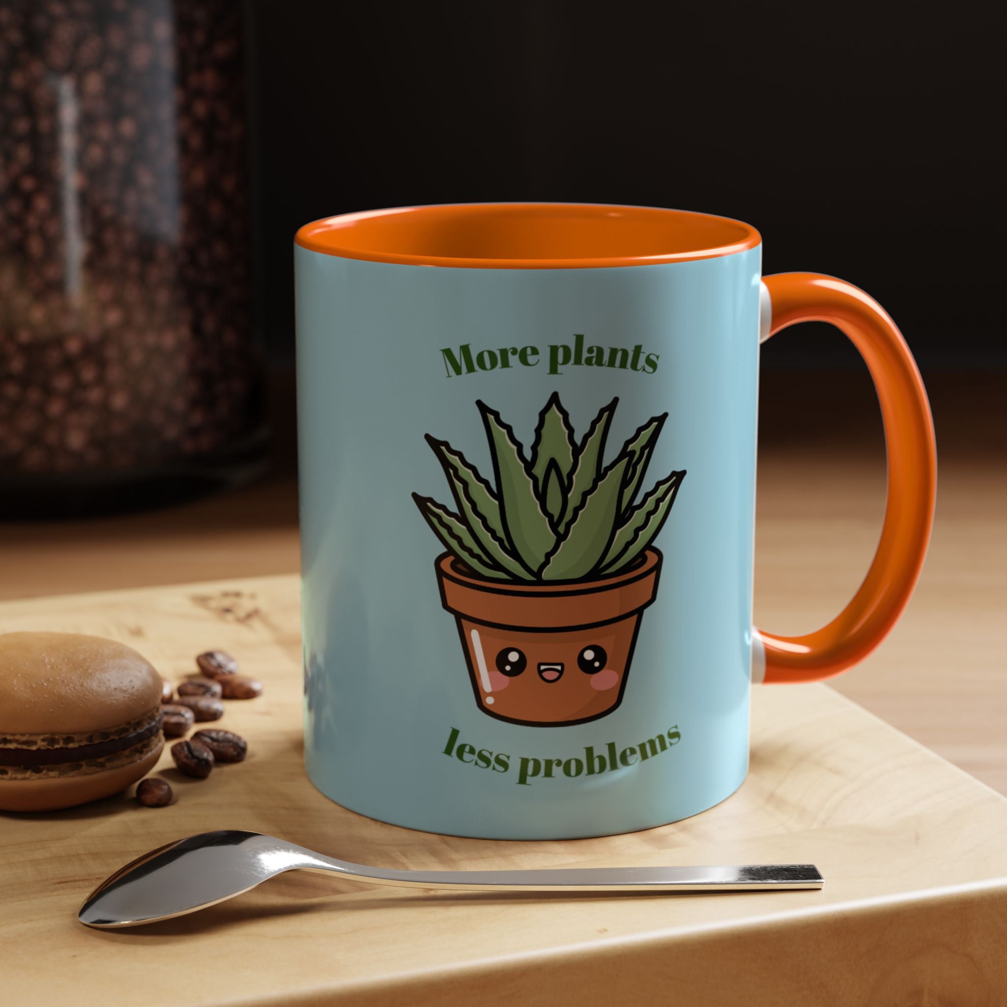 Cute Plant Lover Coffee Mug — "More Plants, Less Problems" Accent Ceramic Mug