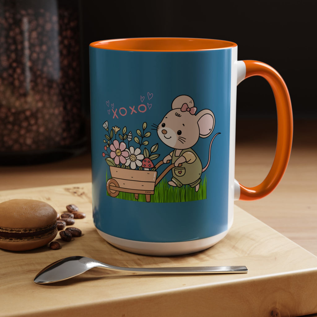 Cute Mouse Floral Coffee Mug — 'XOXO' Accent 11/15oz
