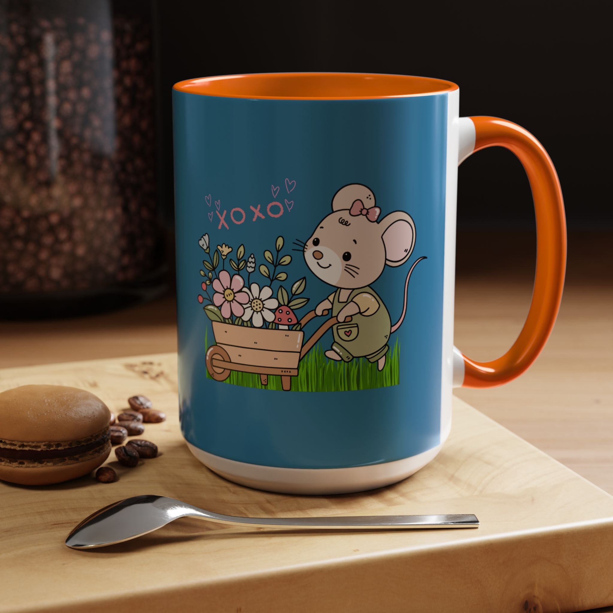 Cute Mouse Floral Coffee Mug — 'XOXO' Accent 11/15oz
