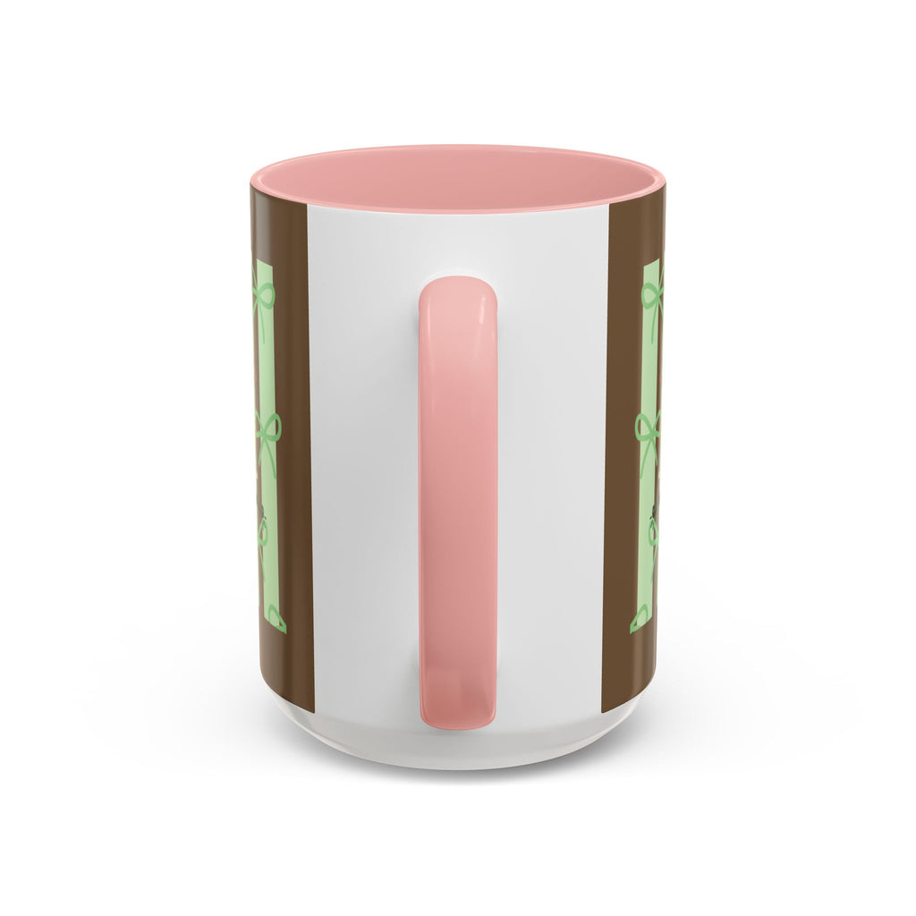 Cute Pig & Chick Accent Coffee Mug — Pastel Stripes, Charming Kawaii Tea/Coffee Cup
