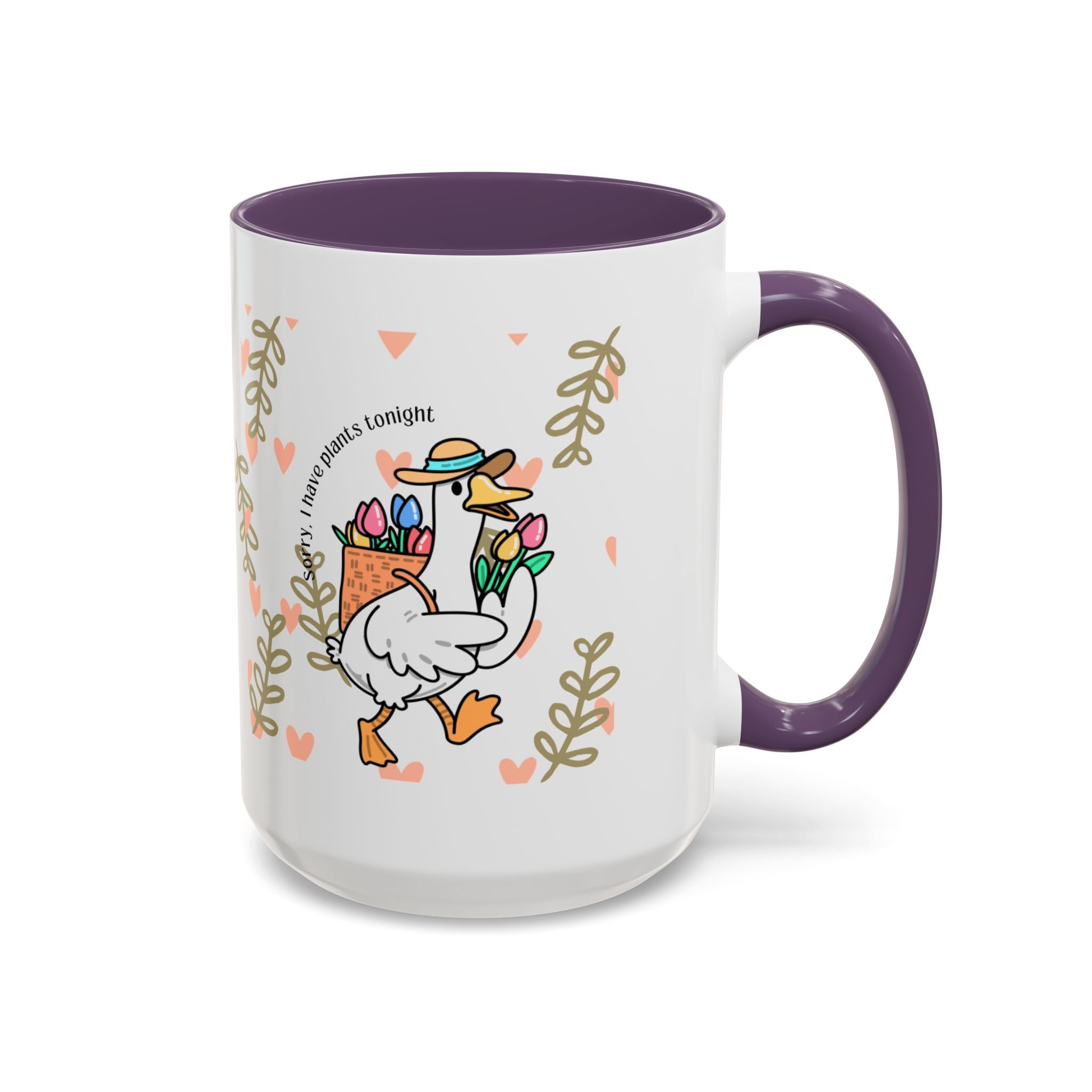 Coffee Mug — Cute Duck Carrying Plants “I Have Plants Tonight” Accent Mug