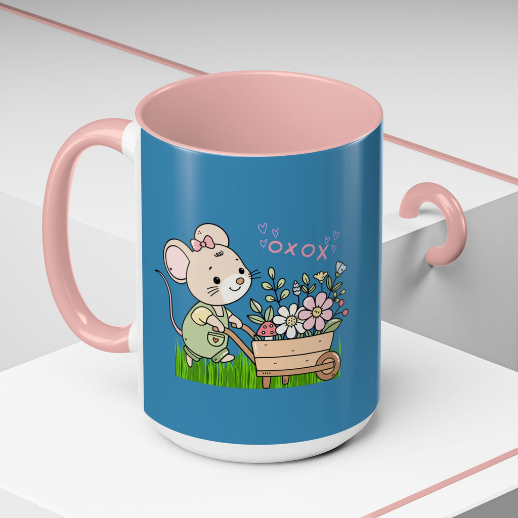 Cute Mouse Floral Coffee Mug — 'XOXO' Accent 11/15oz