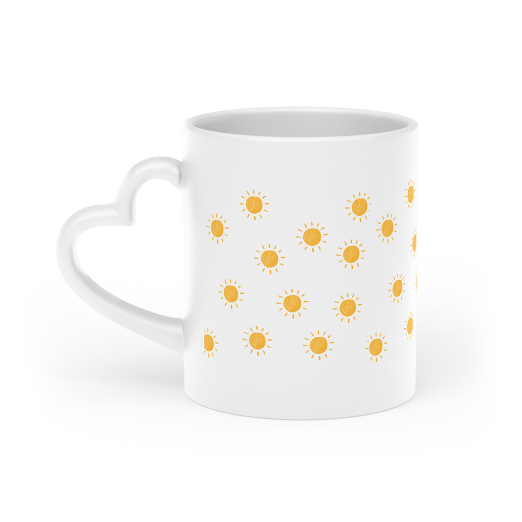 Sun Pattern Mug — Cute Heart Floral Design Coffee Cup