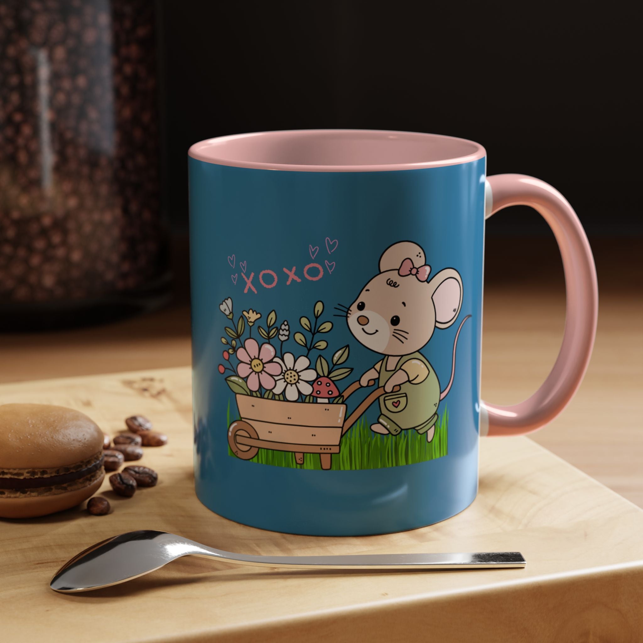 Cute Mouse Floral Coffee Mug — 'XOXO' Accent 11/15oz