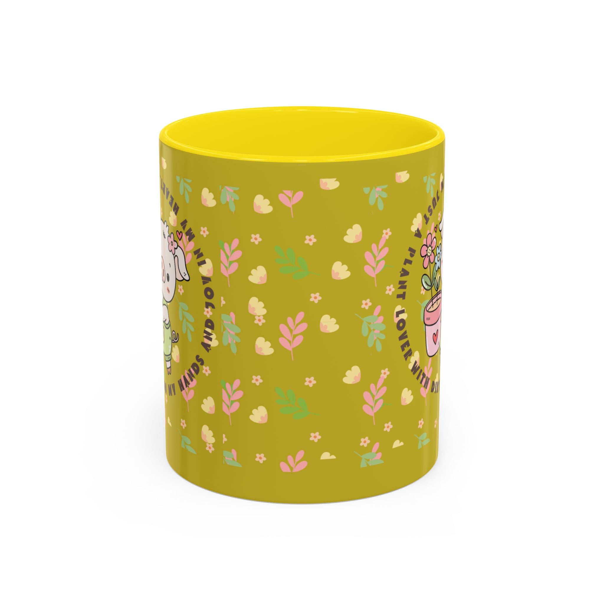 Cute Piglet Gardening Coffee Mug — "My Heart Is In The Dirt" Accent Mug