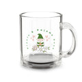 10oz Glass Mug – Cute Gnome Floral Coffee Cup (Pastel Hearts)