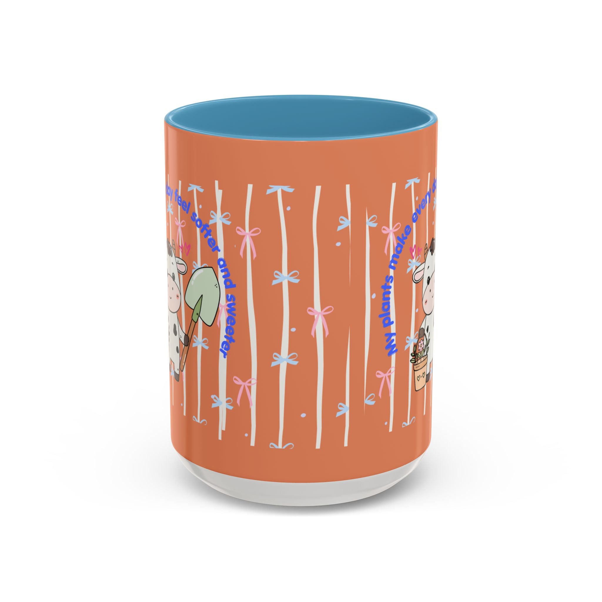 Cow Gardener Coffee Mug — Cute Cow with Shovel & Plant Pot Accent Mug (11/15oz)