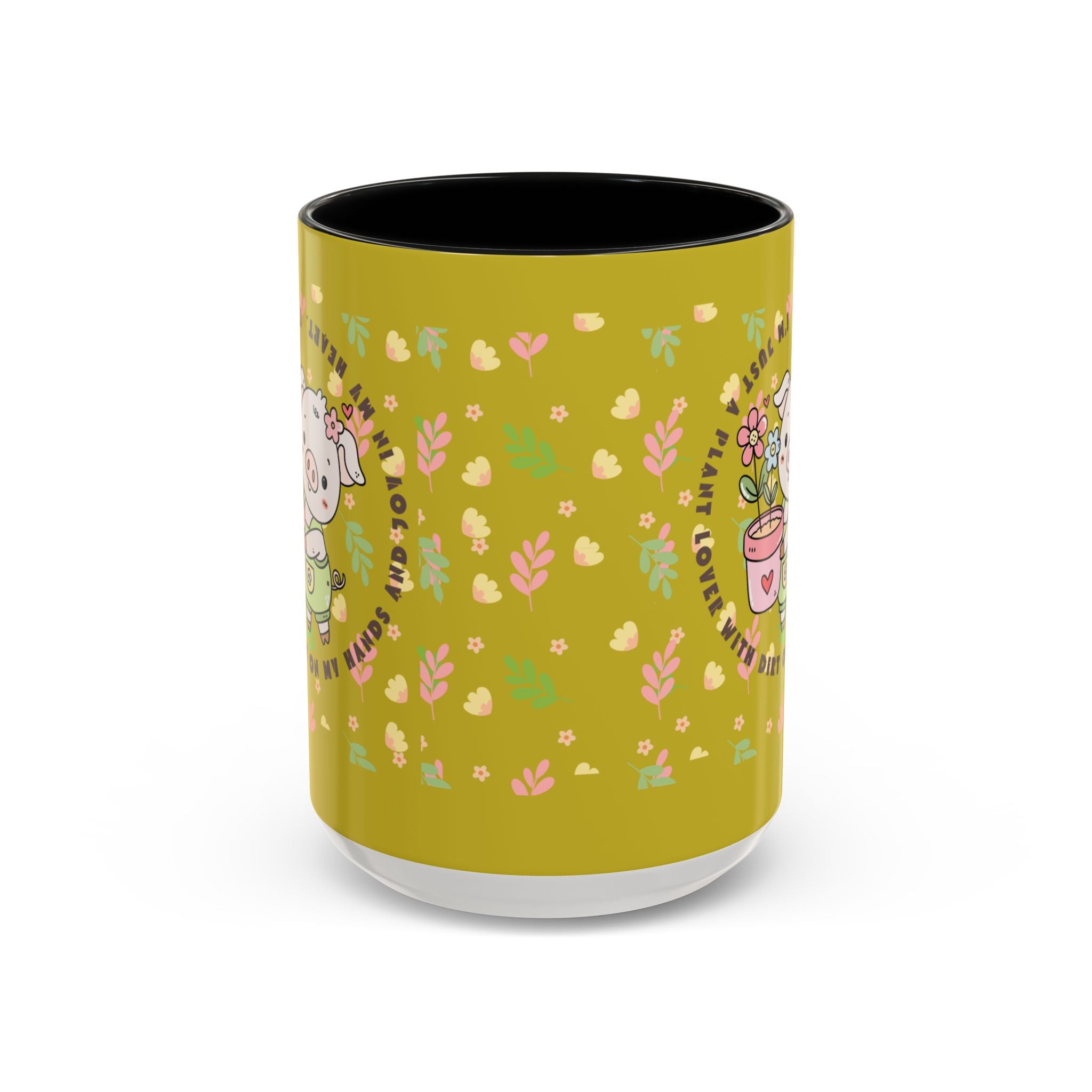 Cute Piglet Gardening Coffee Mug — "My Heart Is In The Dirt" Accent Mug