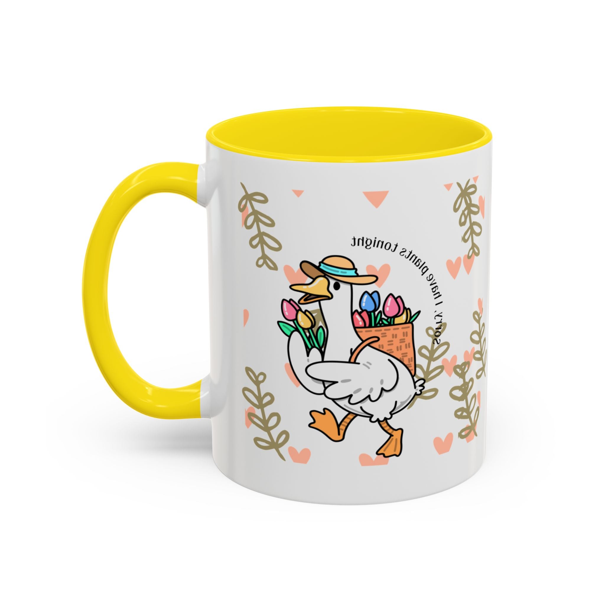 Coffee Mug — Cute Duck Carrying Plants “I Have Plants Tonight” Accent Mug