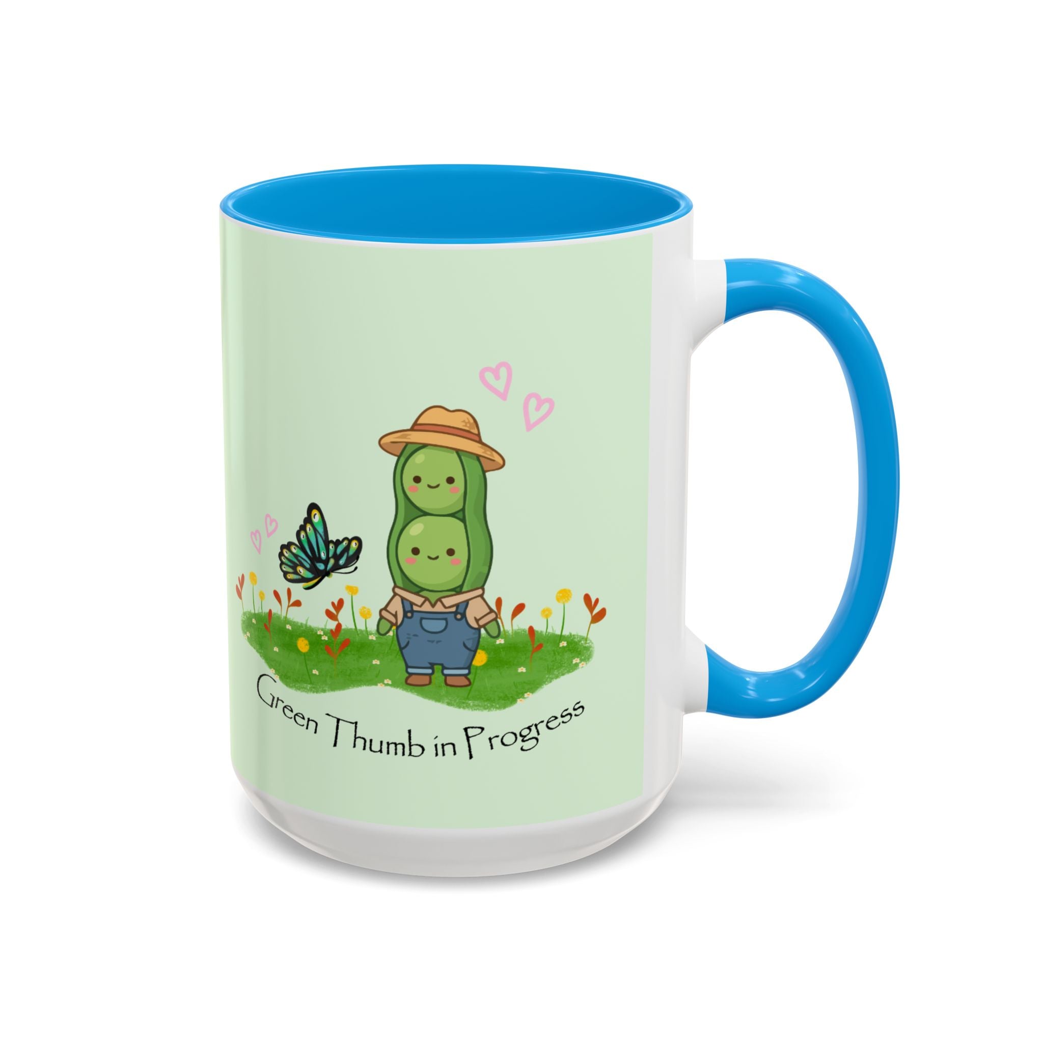 Garden Pea Mug — "Green Thumb in Progress" Cute Plant Lover Coffee Cup