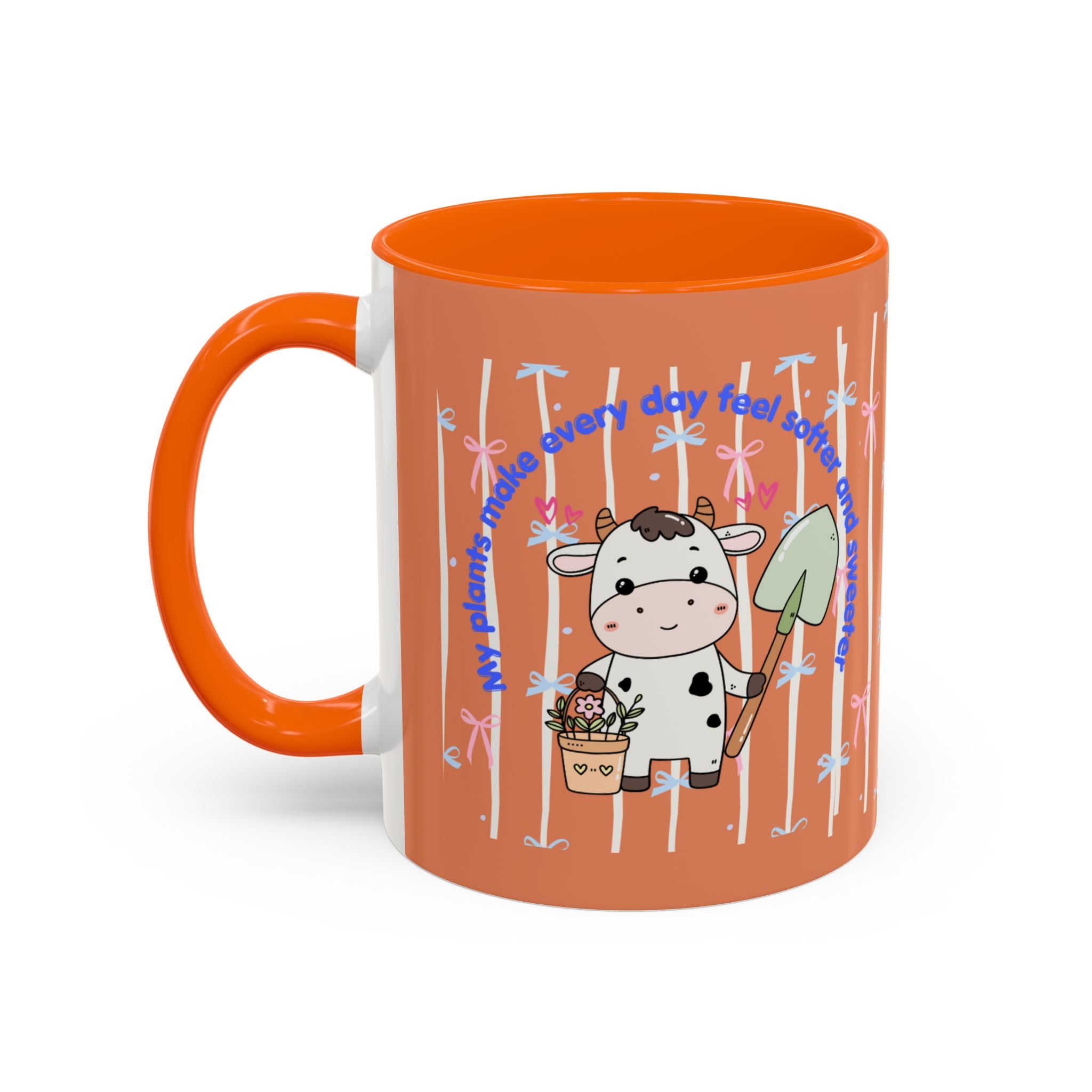Cow Gardener Coffee Mug — Cute Cow with Shovel & Plant Pot Accent Mug (11/15oz)
