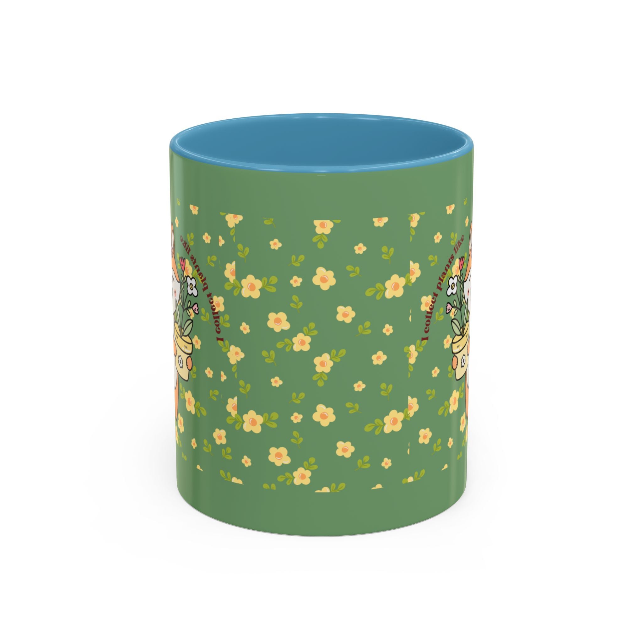 Cute Fox Floral Coffee Mug – Cute Fox Holding Potted Plant Accent Mug
