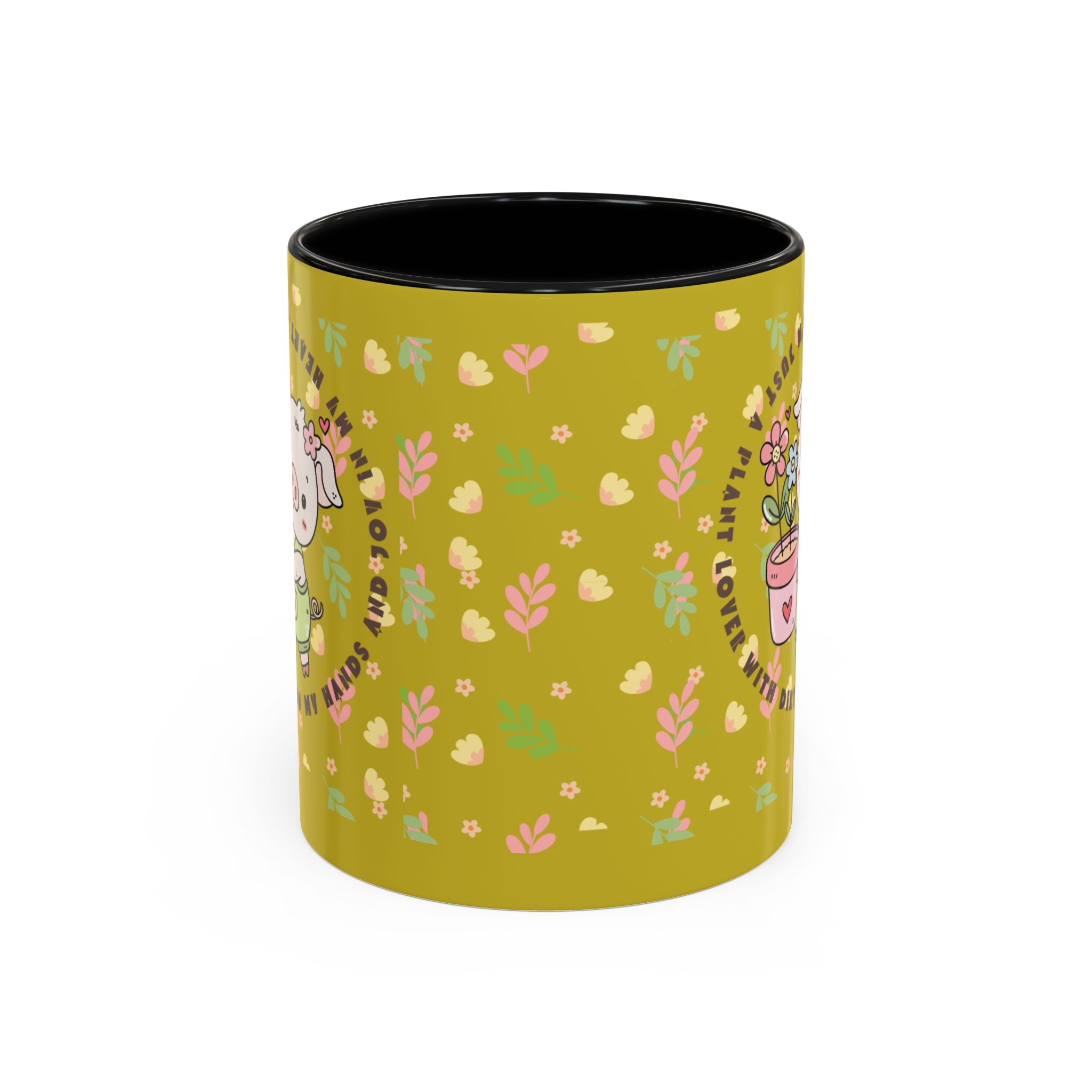 Cute Piglet Gardening Coffee Mug — "My Heart Is In The Dirt" Accent Mug