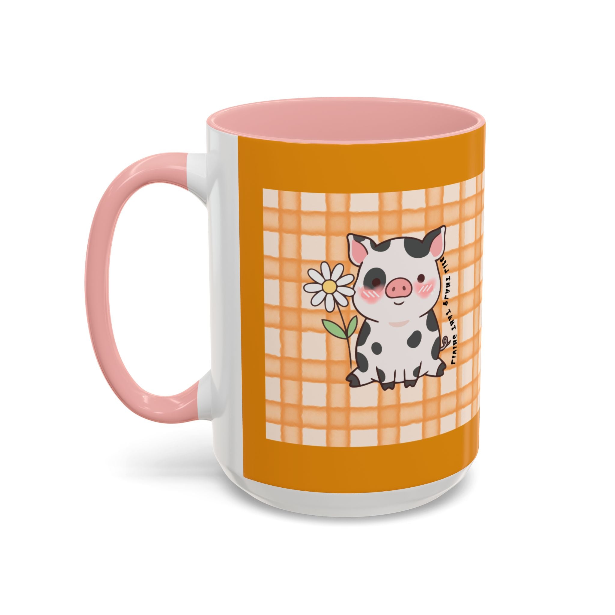 Cute Cow Plaid Accent Coffee Mug — Farmhouse Daisy Cow Design (11/15oz)