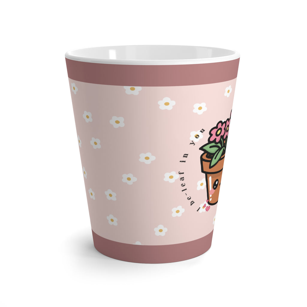 Pink Daisy Latte Mug — Cute Potted Plant Floral Coffee Cup ("Plant Mom")