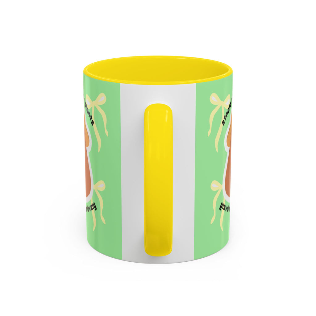 Accent Coffee Mug - Cute Bear Watering Plants ‘Cute Pots and Happy Plants Make Life Extra Lovely’