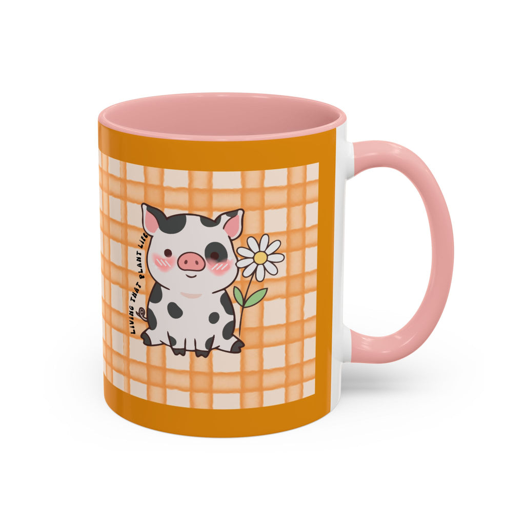 Cute Cow Plaid Accent Coffee Mug — Farmhouse Daisy Cow Design (11/15oz)
