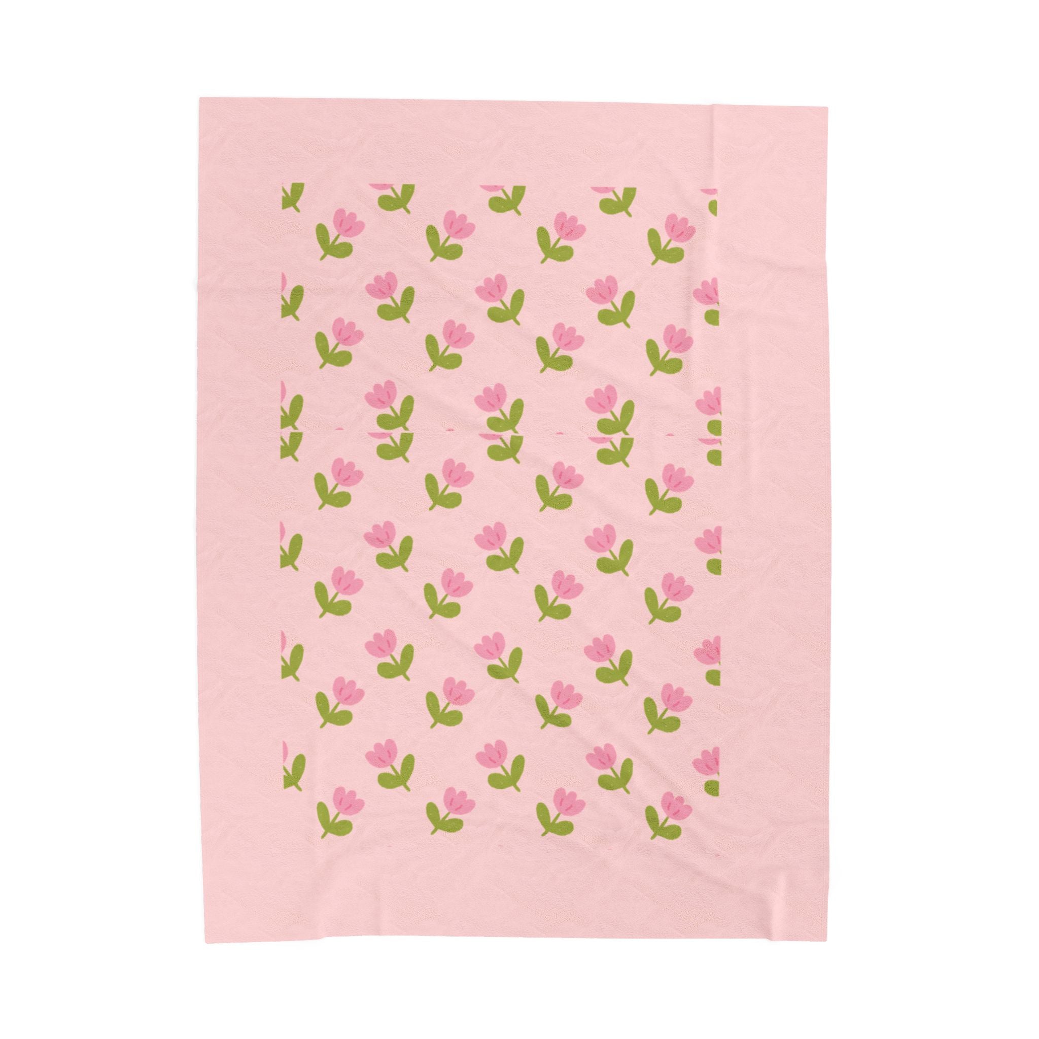Pink Floral Velveteen Plush Blanket – Soft Rose Pattern Throw for Nursery, Gifts & Cozy Home