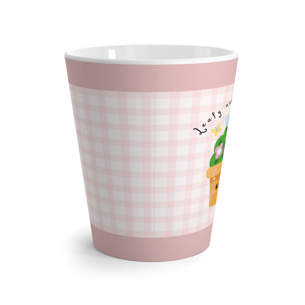 Latte Mug - Cute Pink Gingham Floral Kawaii Latte Mug