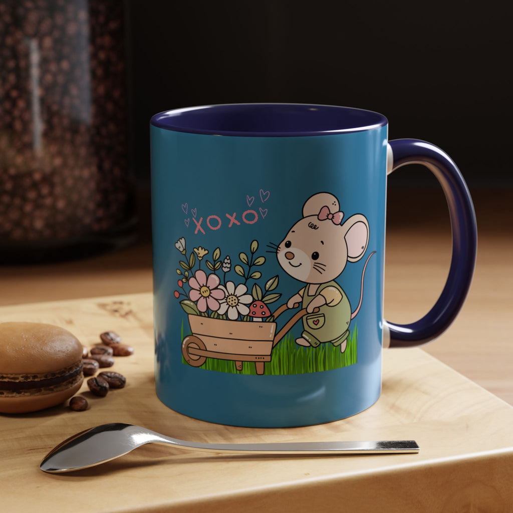 Cute Mouse Floral Coffee Mug — 'XOXO' Accent 11/15oz